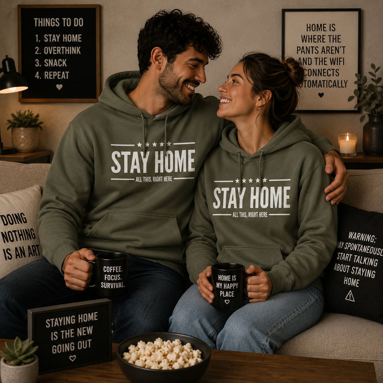 Stay Home All This Right Here Hoodie - Grappige Hoodie - Leuk Cadeau voor Haar en Hem