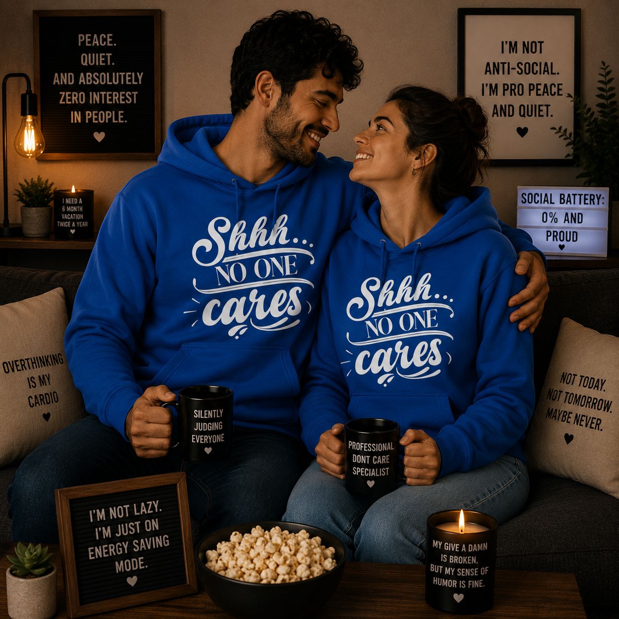 Shhh No One Cares Hoodie - Grappige Hoodie - Leuk Cadeau voor Haar en Hem