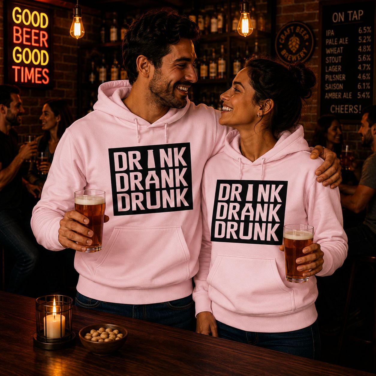 Drink Drank Drunk Hoodie – Funny Bier Hoodie voor Bierliefhebbers