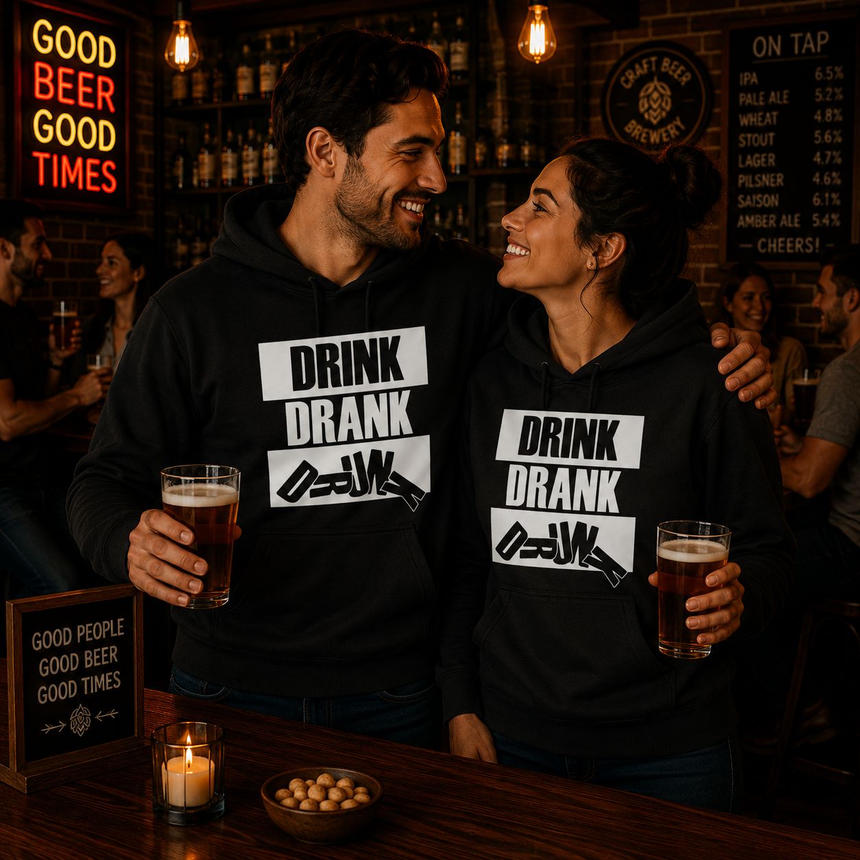 Drink Drank Drunk Hoodie – Funny Bier Hoodie voor Bierliefhebbers