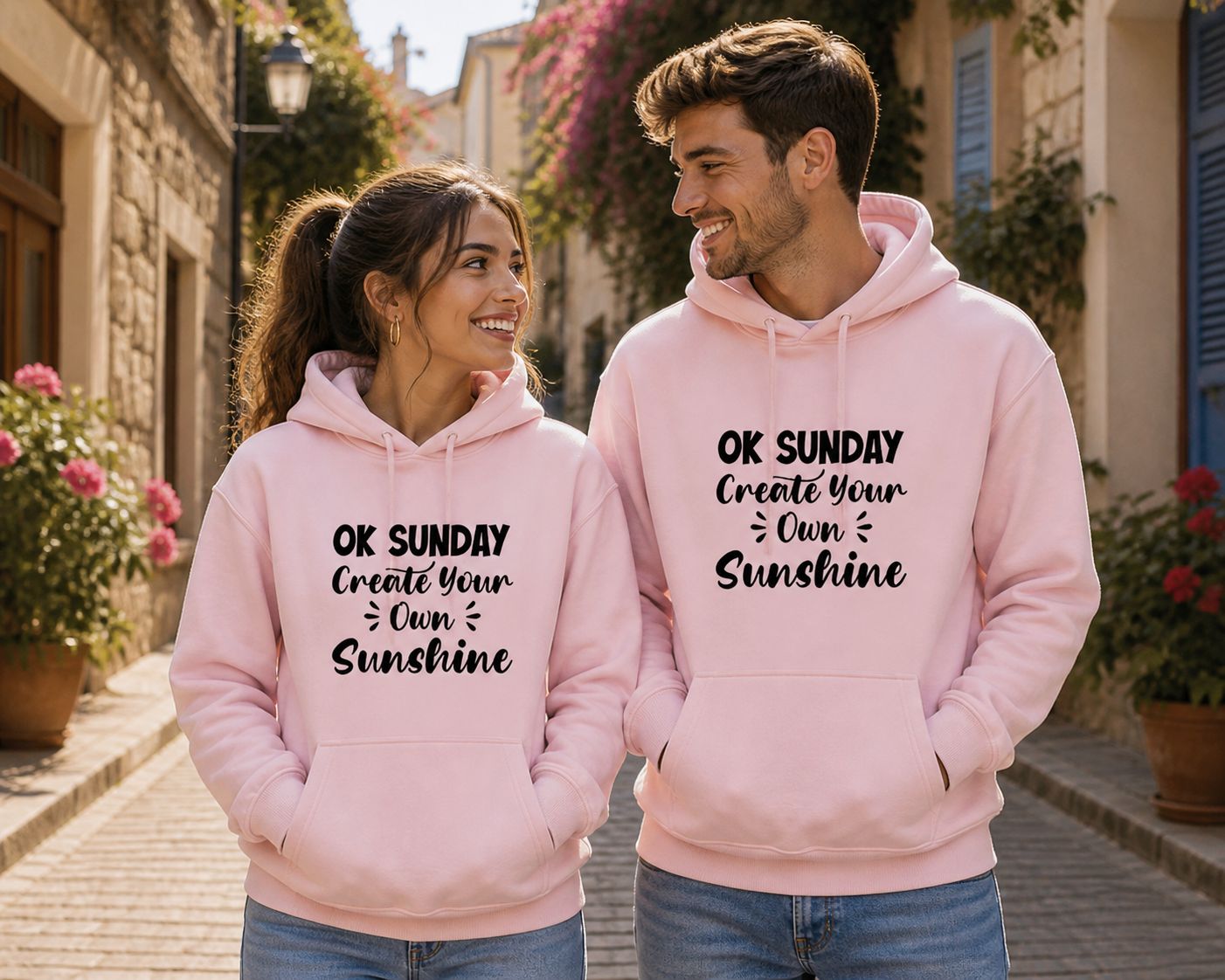 Inspirerende Hoodie “OK Sunday, Create Your Own Sunshine” – Positieve &amp; Cozy Hoodie voor Relaxte Dagen