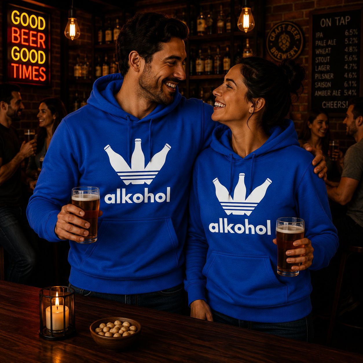 Alkohol Hoodie – Funny Bier Hoodie met Retro Logo Design