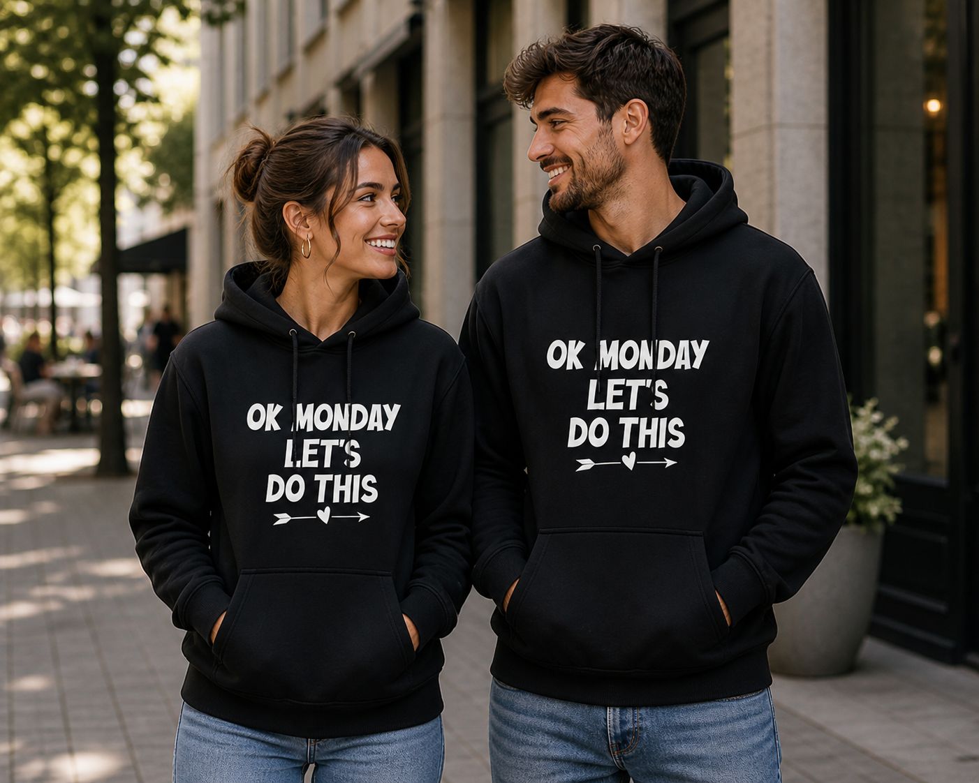 Funny Hoodie “OK Monday Let’s Do This” – Motiverende Hoodie met Humor voor Werk &amp; School