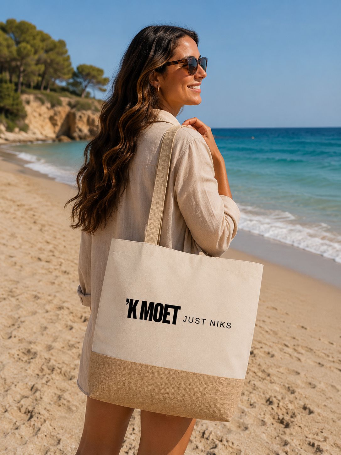 ’K Moet Just Niks Strandtas – Grappige Vlaamse Strandtas Met Tekst – Originele Zomertas Voor Vakantie Of Strand