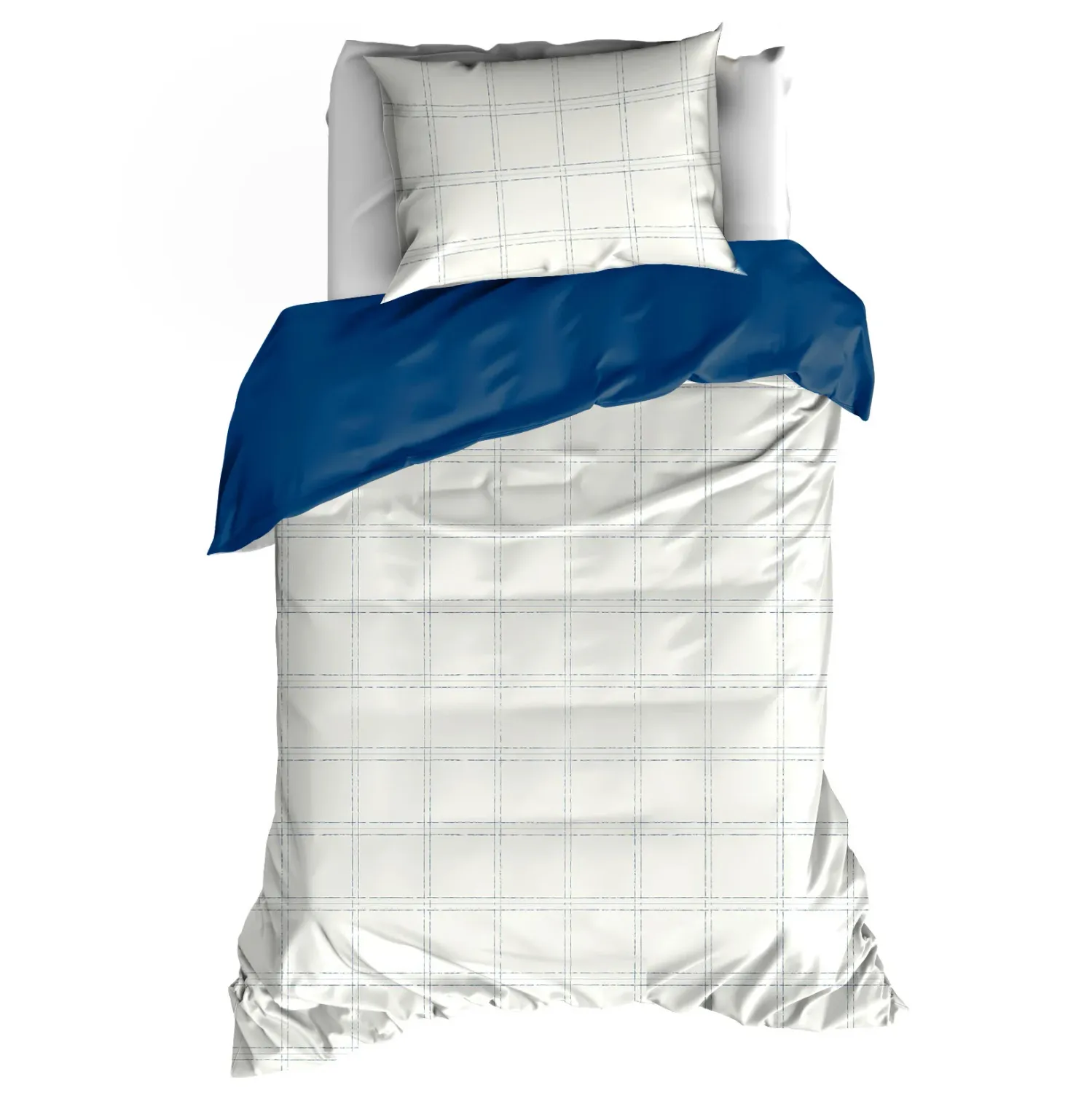 Dekbedovertrek Juul Blue Indigo - 140 x 200/220 + 60 x 70 cm - Katoen Satijn