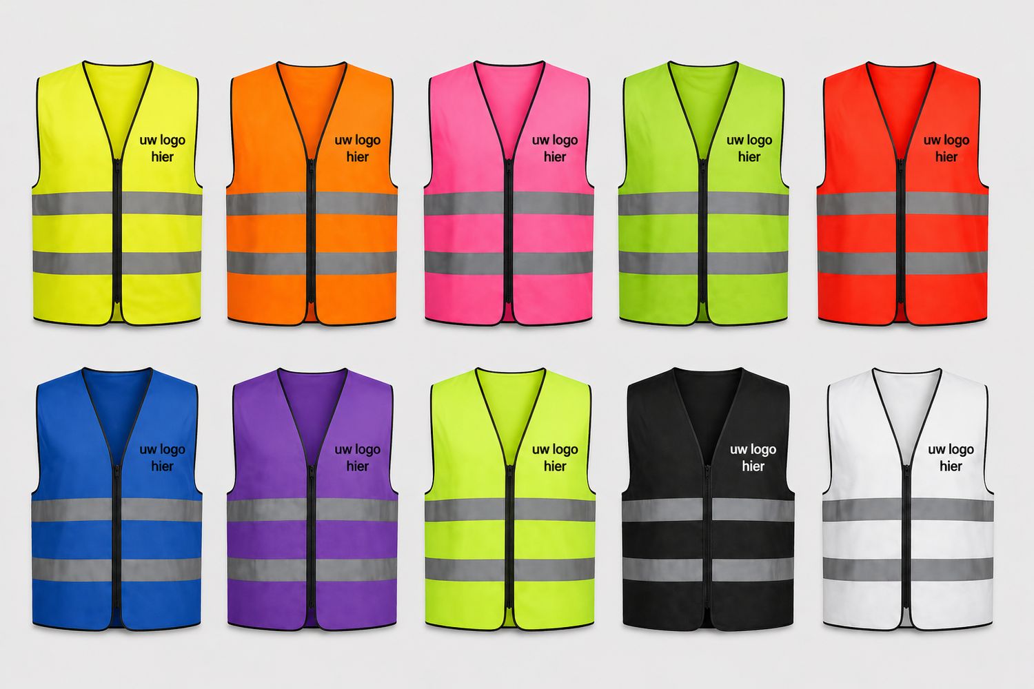 Kledij Pakket – 10 Fluovestjes met Logo
