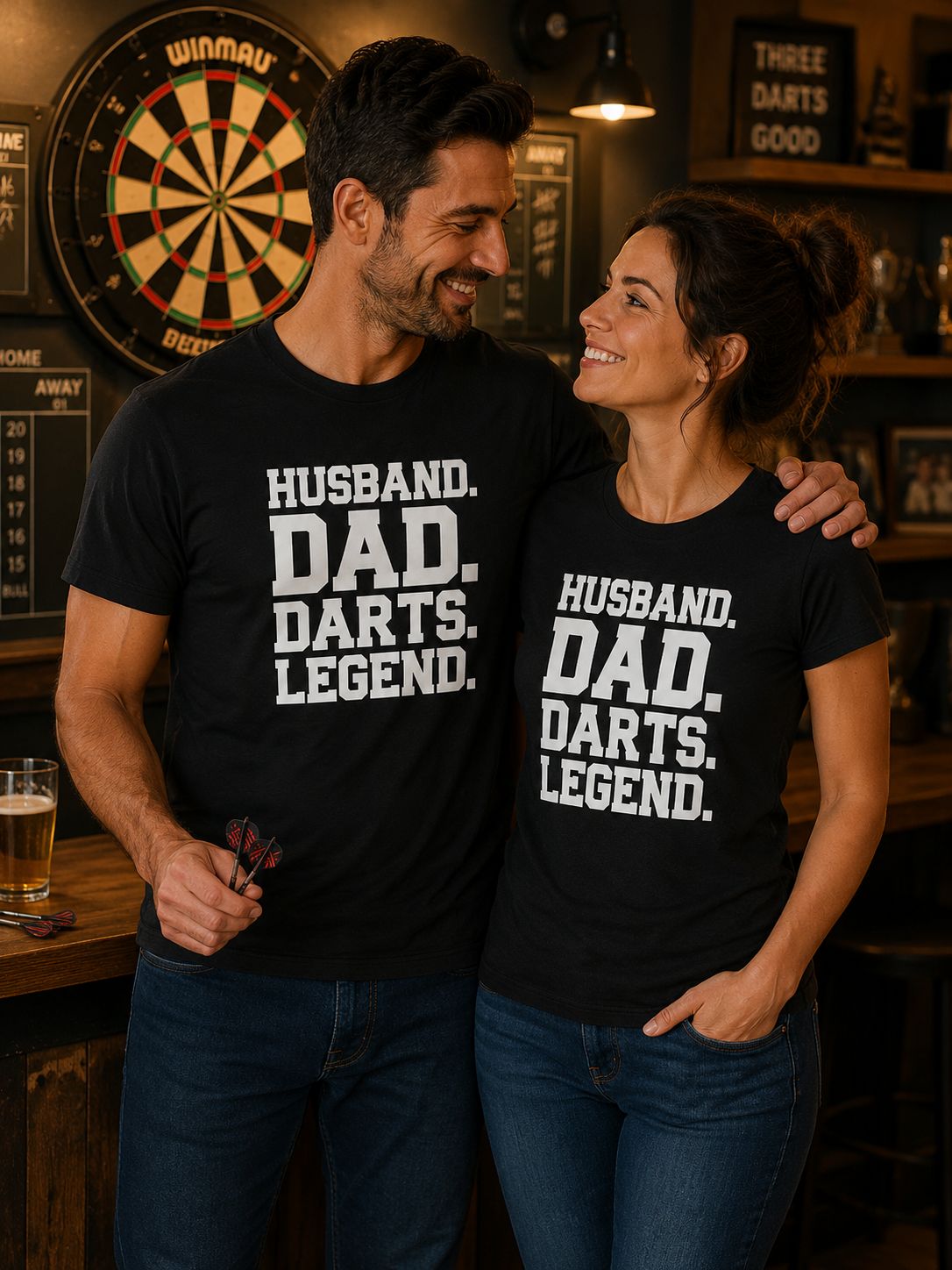 Husband Dad Darts Legend T-Shirt – Grappig Cadeau voor Dartsliefhebber, Papa &amp; Vaderdag