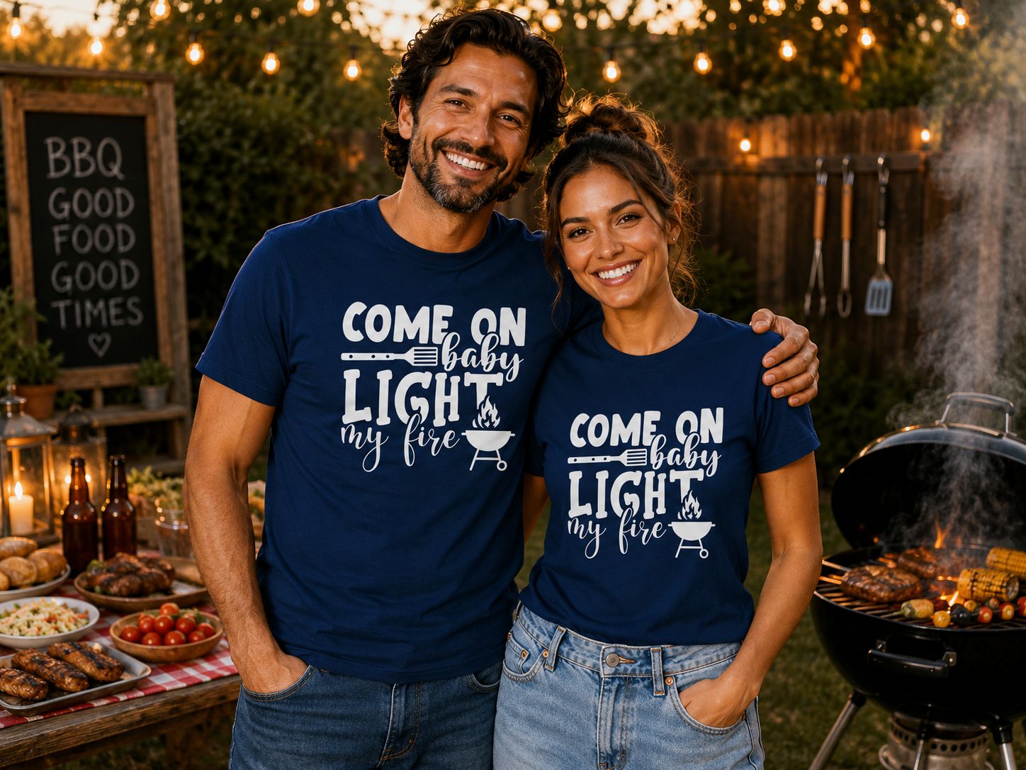 Come On Baby Light My Fire T-Shirt - Grappige BBQ T-Shirt - Trendy Cadeau voor Grillliefhebbers