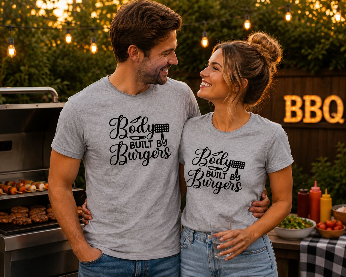 Body Built By Burgers T-Shirt - Grappige BBQ T-Shirt - Leuk Cadeau voor Burgerliefhebbers