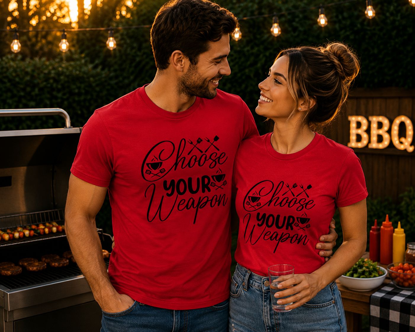 Choose Your Weapon T-Shirt - Stoere BBQ T-Shirt - Grappig Cadeau voor Grillliefhebbers