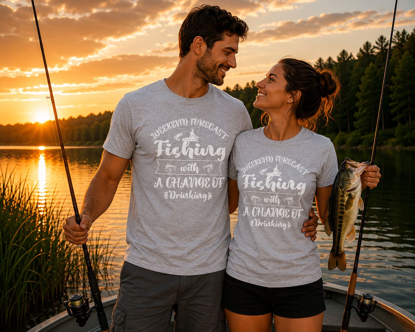 Weekend Forecast Fishing With A Chance Of Drinking T-Shirt - Grappige Visser T-Shirt - Leuk Cadeau voor Vissers