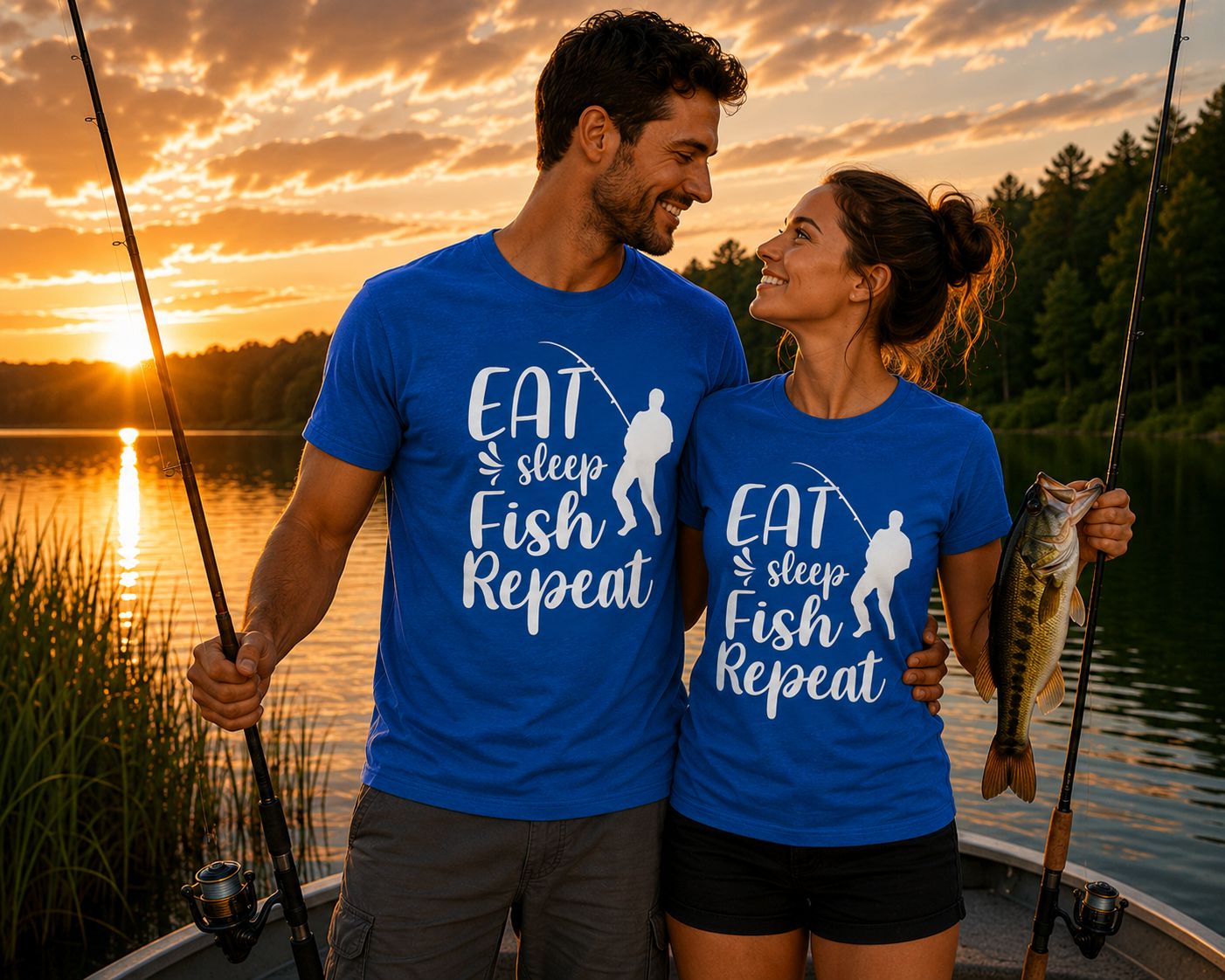 Eat Sleep Fish Repeat T-Shirt - Stoere Visser T-Shirt - Leuk Cadeau voor Vissers