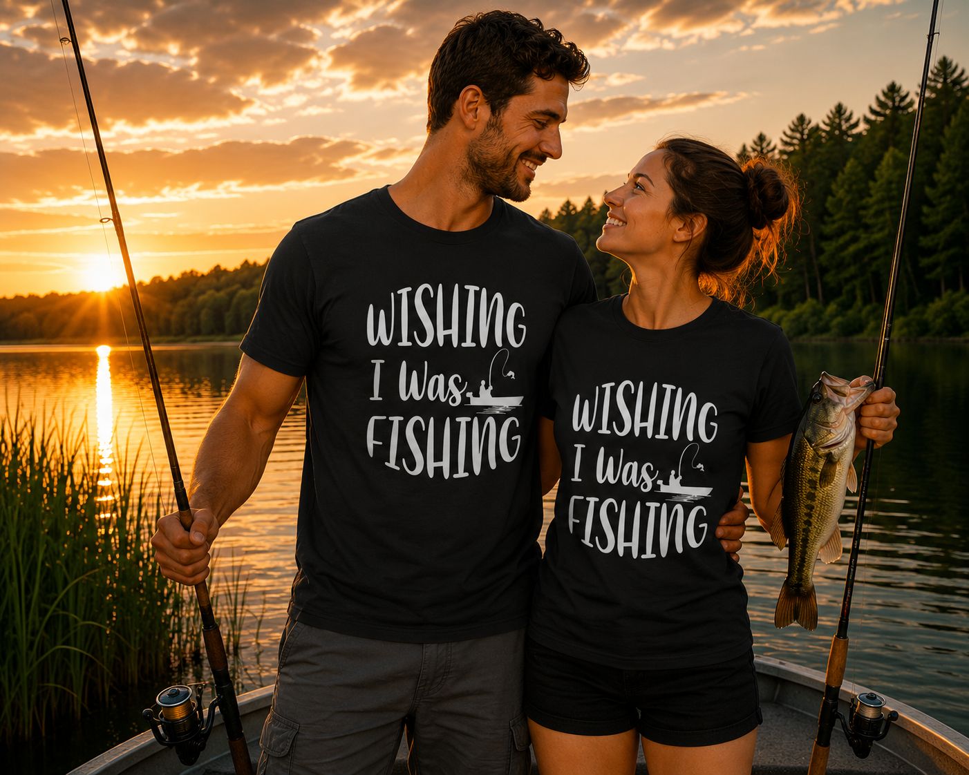 Wishing I Was Fishing T-Shirt - Grappige Visser T-Shirt - Leuk Cadeau voor Vissers