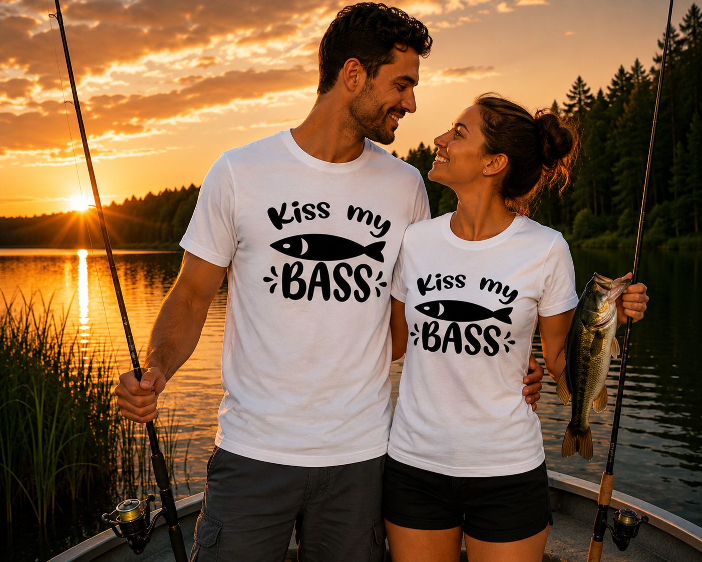 Kiss My Bass T-Shirt - Grappige Visser T-Shirt - Leuk Cadeau voor Vissers