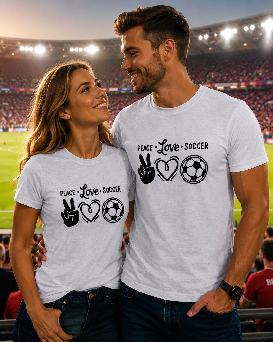 Peace Love Soccer T-Shirt - Grappige Voetbal T-Shirt - Leuk Cadeau voor Voetbalfans