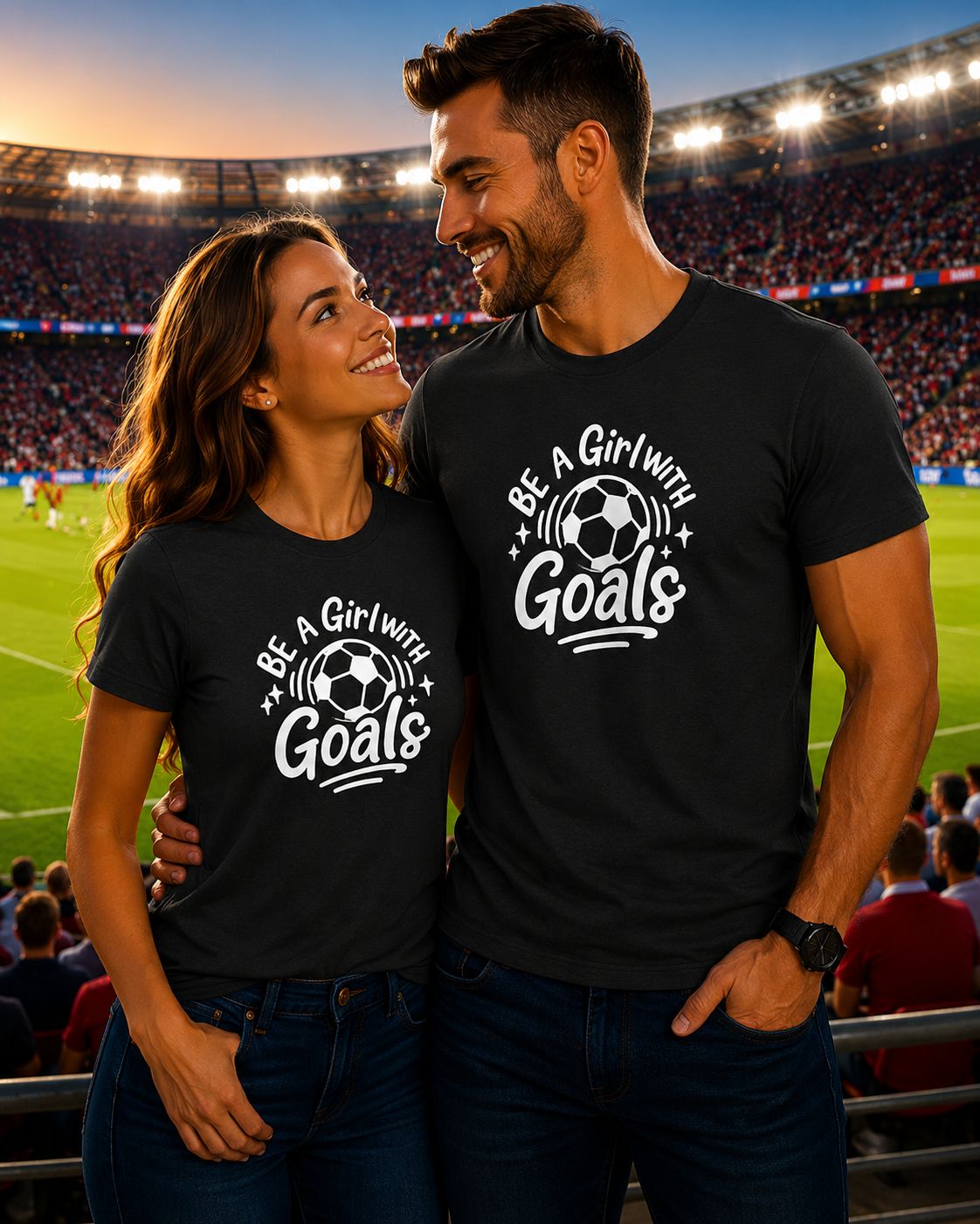 Be A Girl With Goals T-Shirt - Grappige Voetbal T-Shirt - Leuk Cadeau voor Voetbalfans