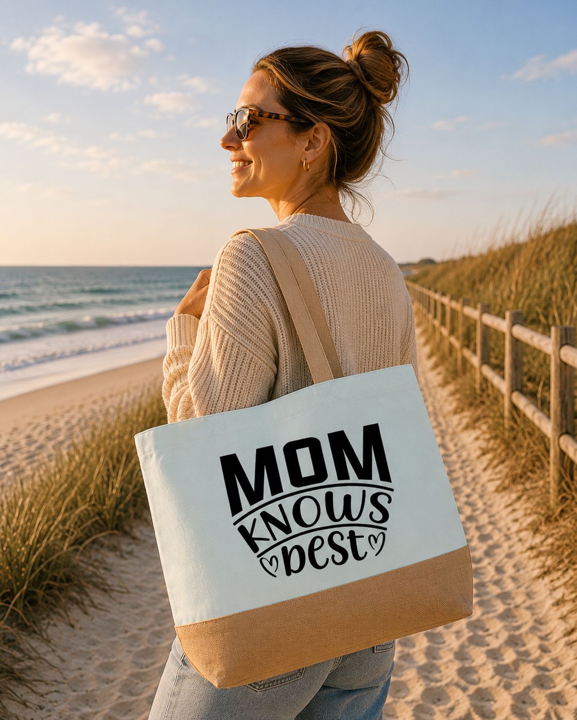 Mom Knows Best Strandtas - Grappige Mama Strandtas - Leuk Cadeau voor Mama