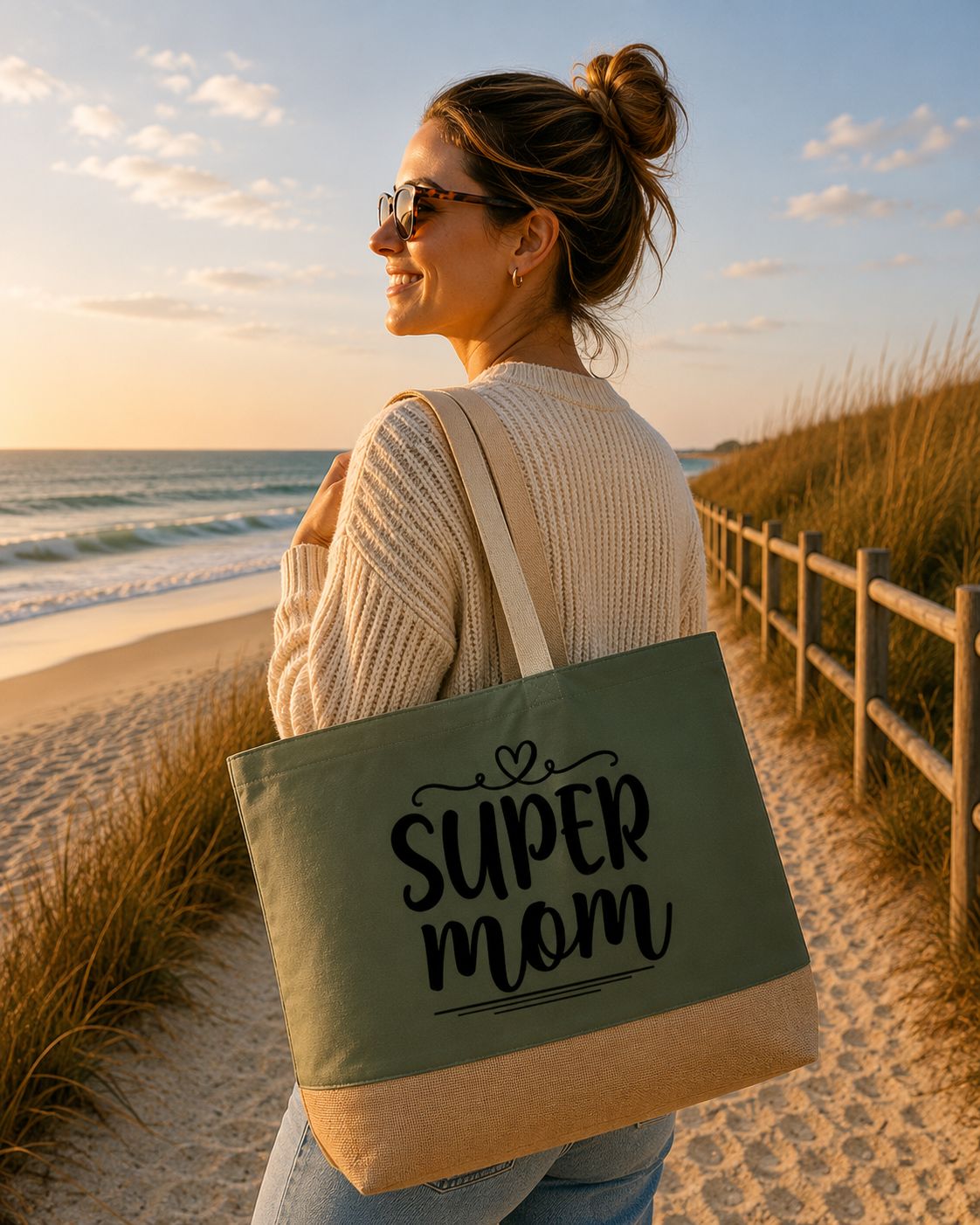 Super Mom Strandtas - Trendy Mama Strandtas - Origineel Cadeau voor Supermama