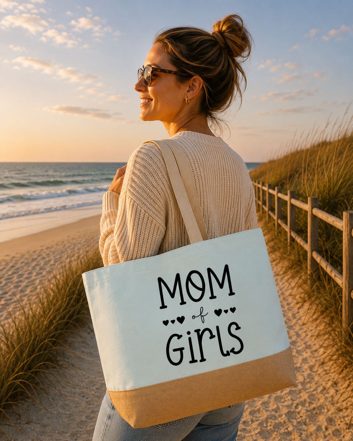 Mom Of Girls Strandtas - Trendy Mama Strandtas - Leuk Cadeau voor Meisjesmama