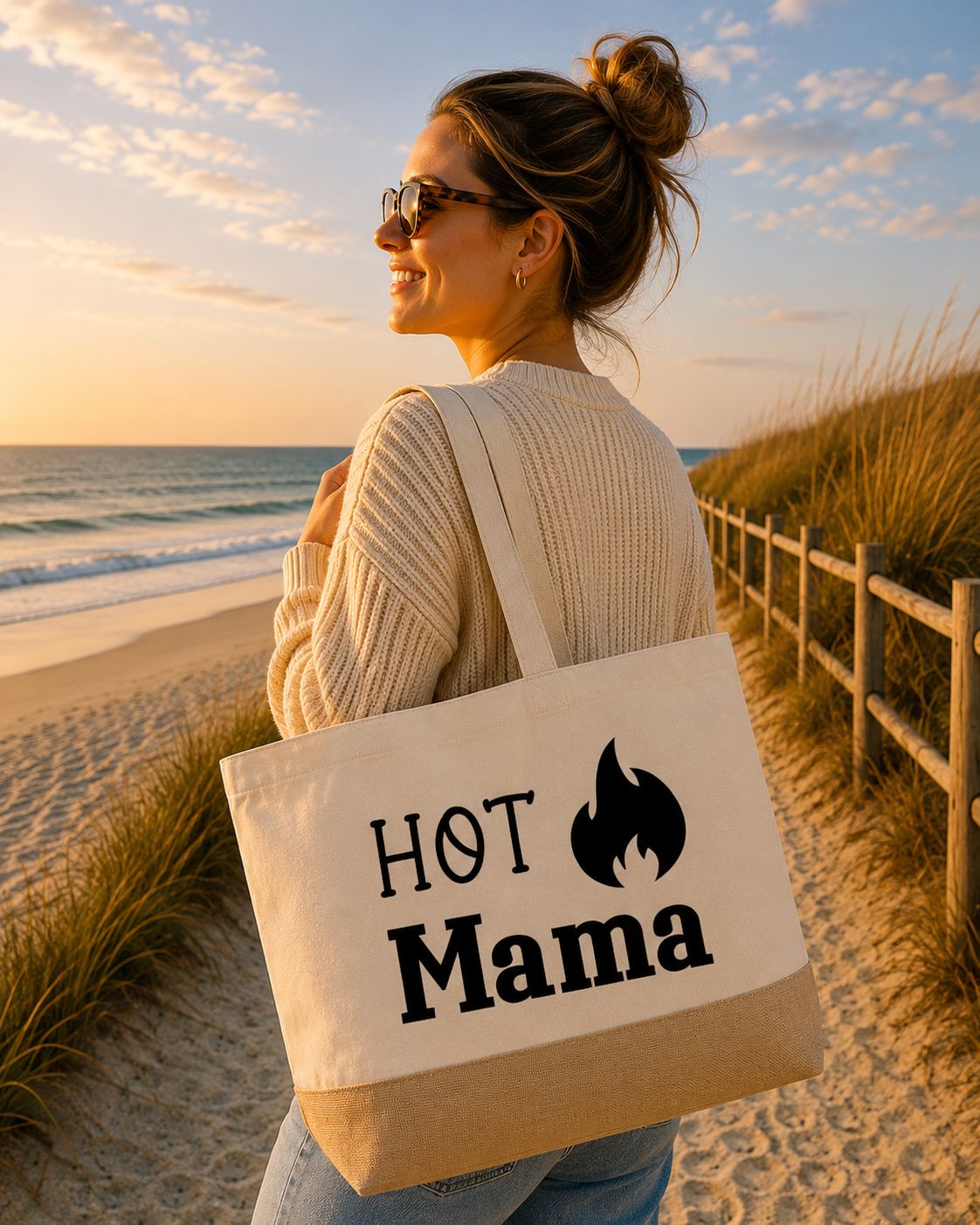 Hot Mama Strandtas - Trendy Mama Strandtas - Grappig Cadeau voor Mama