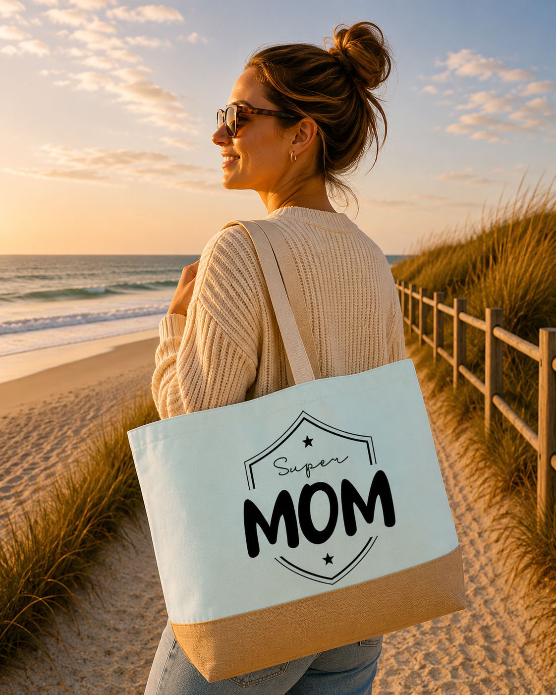Super Mom Strandtas - Trendy Mama Strandtas - Origineel Cadeau voor Supermama