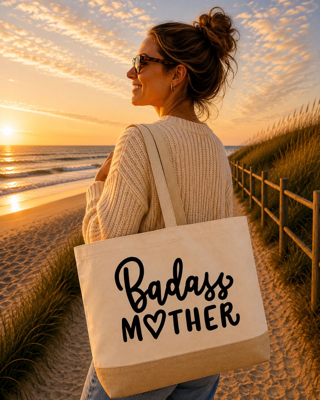Badass Mother Strandtas - Stoere Mama Strandtas - Grappig Cadeau voor Mama