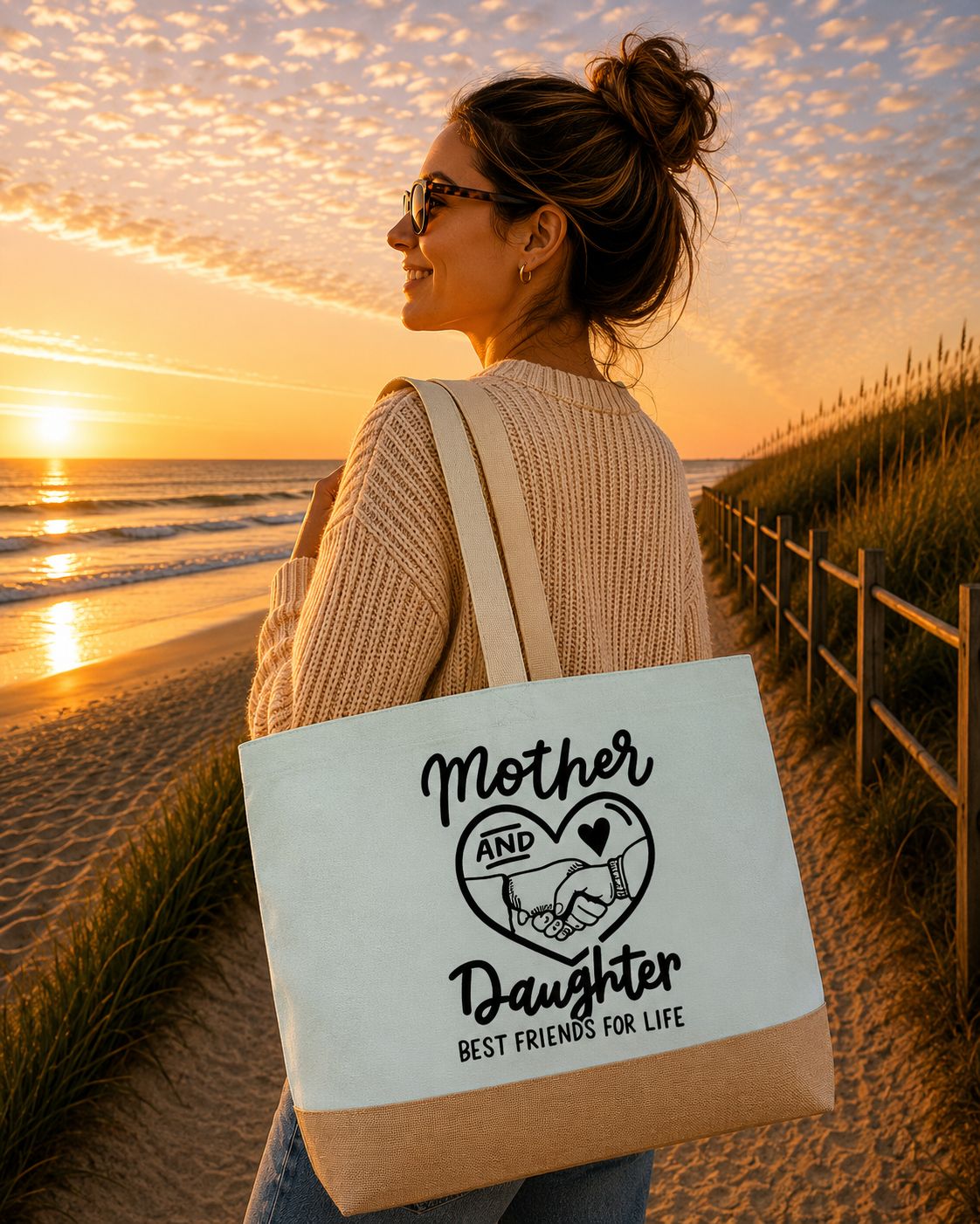 Mother And Daughter, Best Friends For Life Strandtas - Liefdevolle Mama Strandtas - Origineel Cadeau voor Mama en Dochter