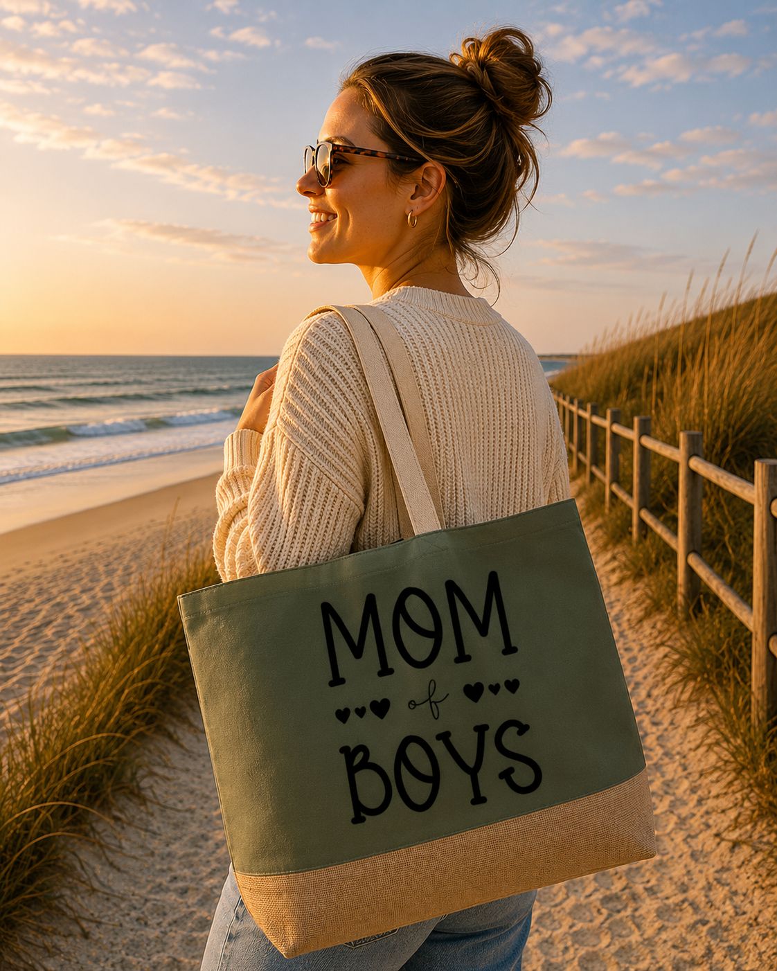 Mom Of Boys Strandtas - Stoere Mama Strandtas - Origineel Cadeau voor Jongensmama