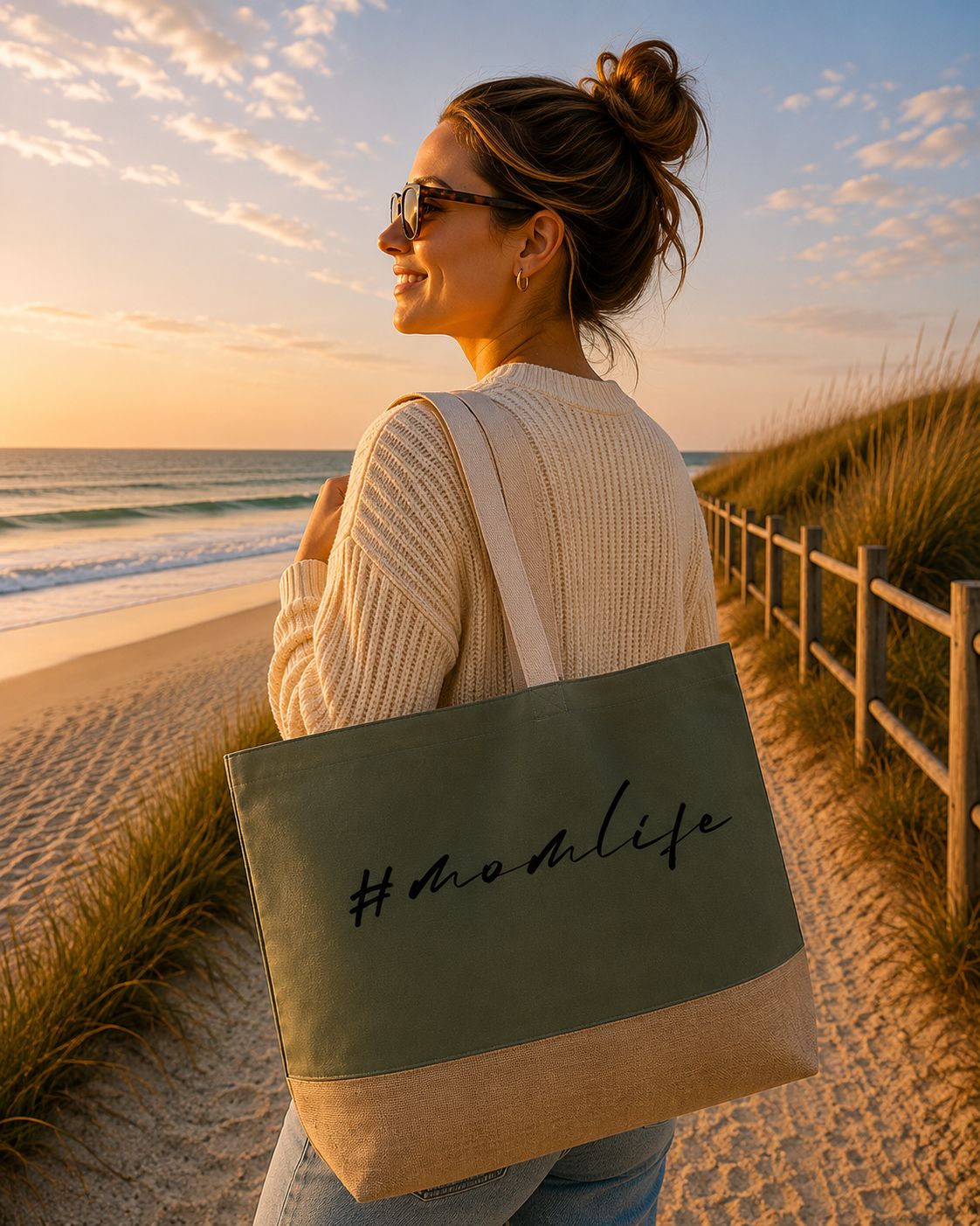 Mom Life Strandtas - Trendy Mama Strandtas - Leuk Cadeau voor Mama