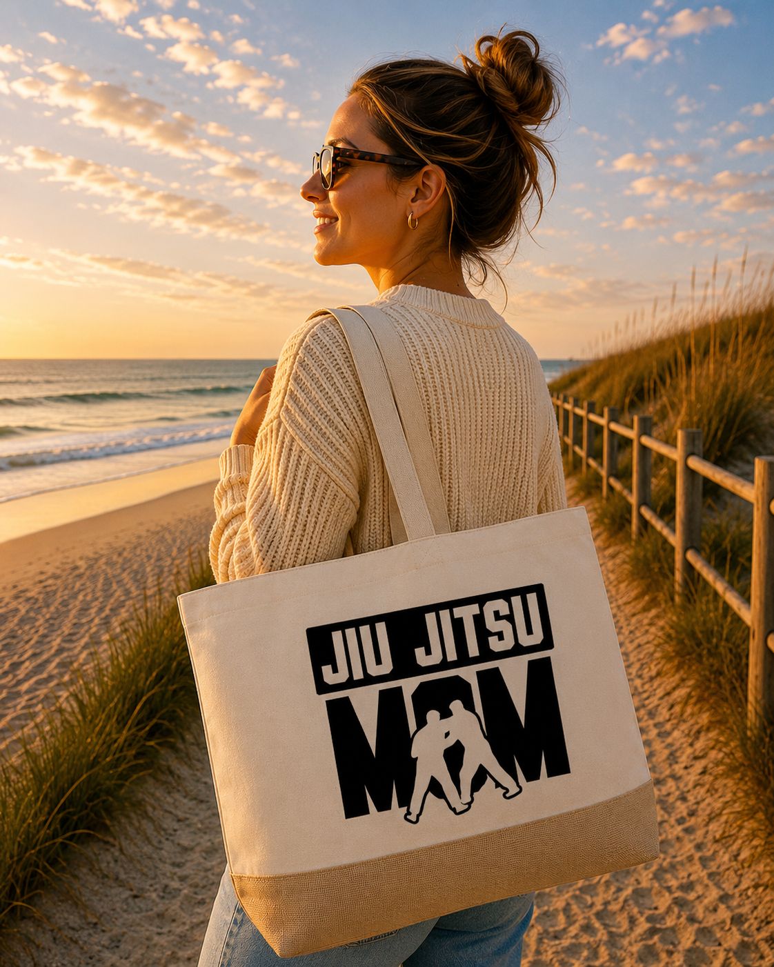 Jiu Jitsu Mom Strandtas - Stoere Mama Strandtas - Leuk Cadeau voor Jiu Jitsu Liefhebbers