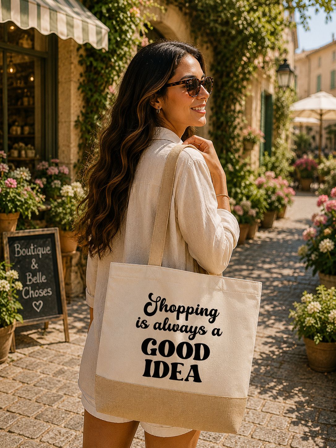 Strandtas “Shopping Is Always A Good Idea” – Trendy Shopper voor Shopping Lovers, Strand &amp; Dagelijks Gebruik