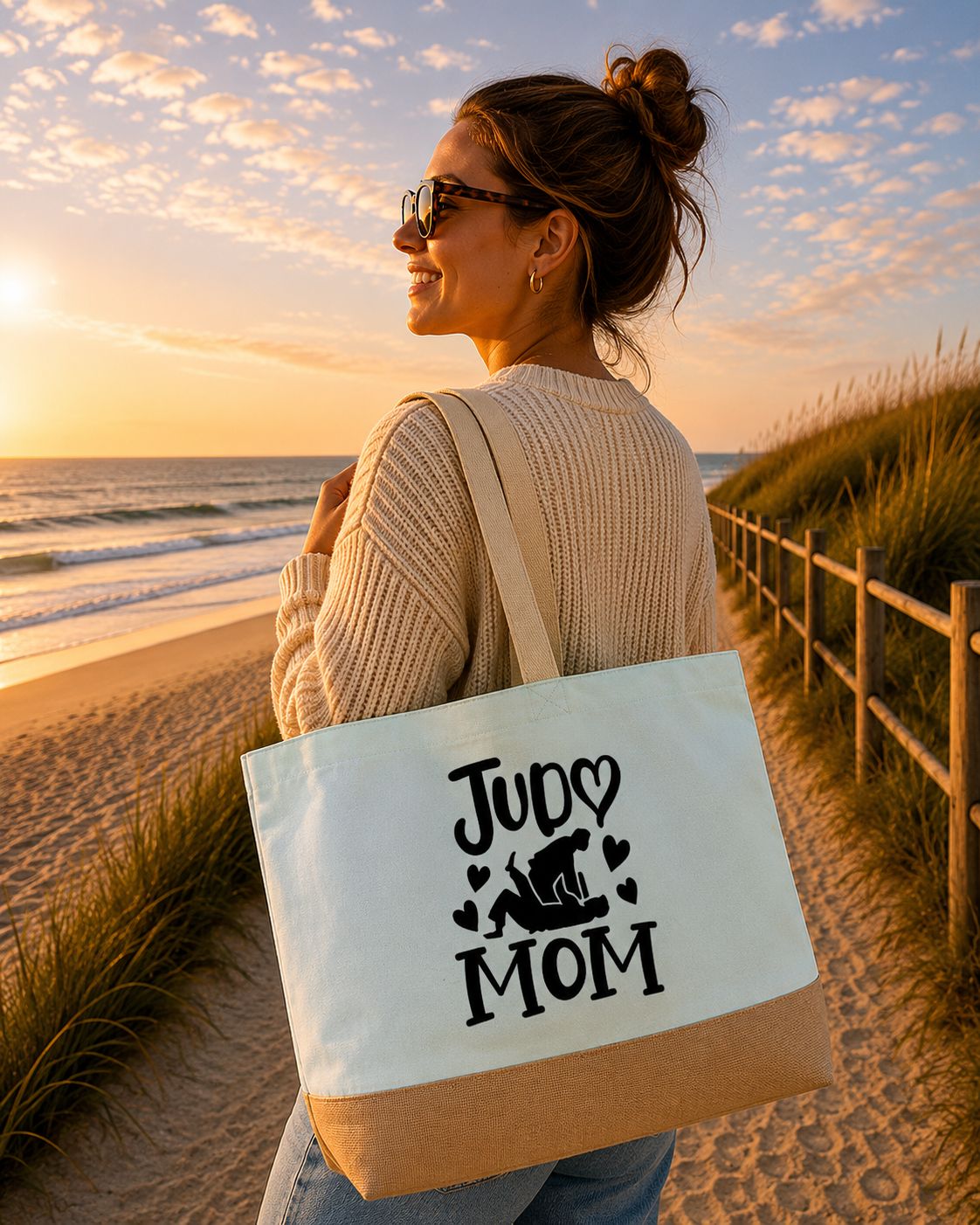 Judo Mom Strandtas - Stoere Mama Strandtas - Leuk Cadeau voor Judo Liefhebbers