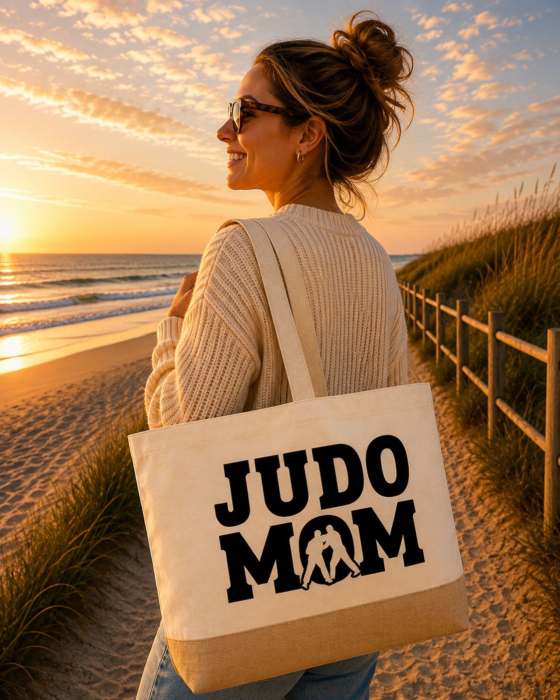 Judo Mom Strandtas - Stoere Mama Strandtas - Leuk Cadeau voor Judo Liefhebbers