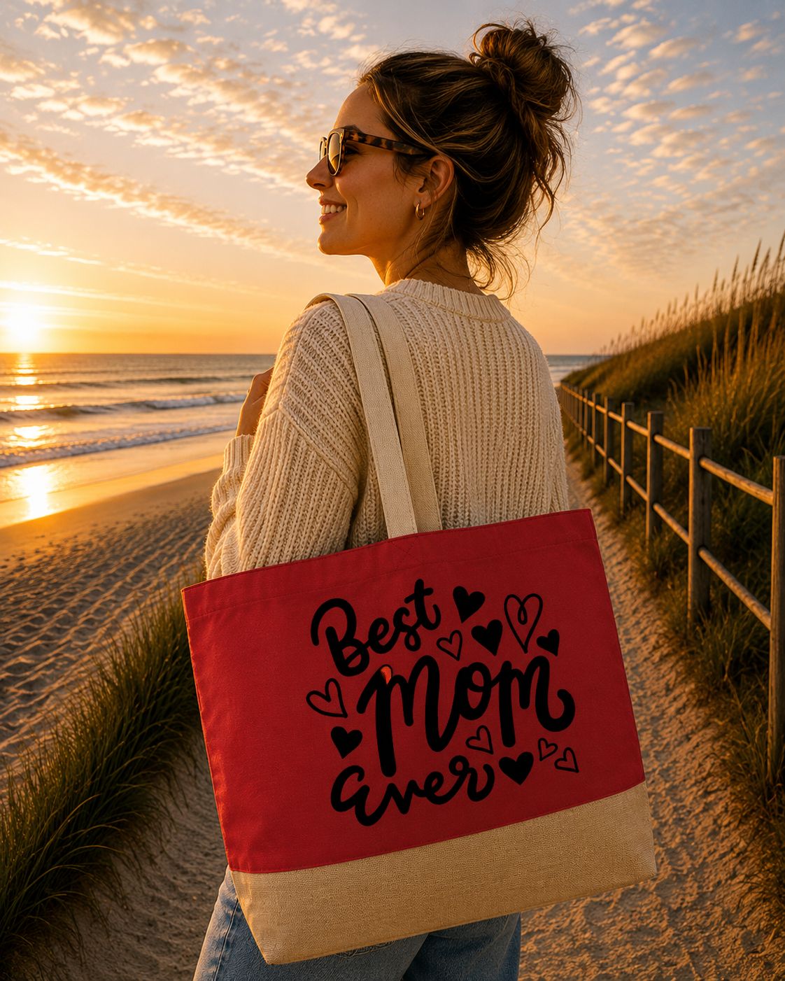 Best Mom Ever Strandtas - Liefdevolle Mama Strandtas - Origineel Cadeau voor Mama