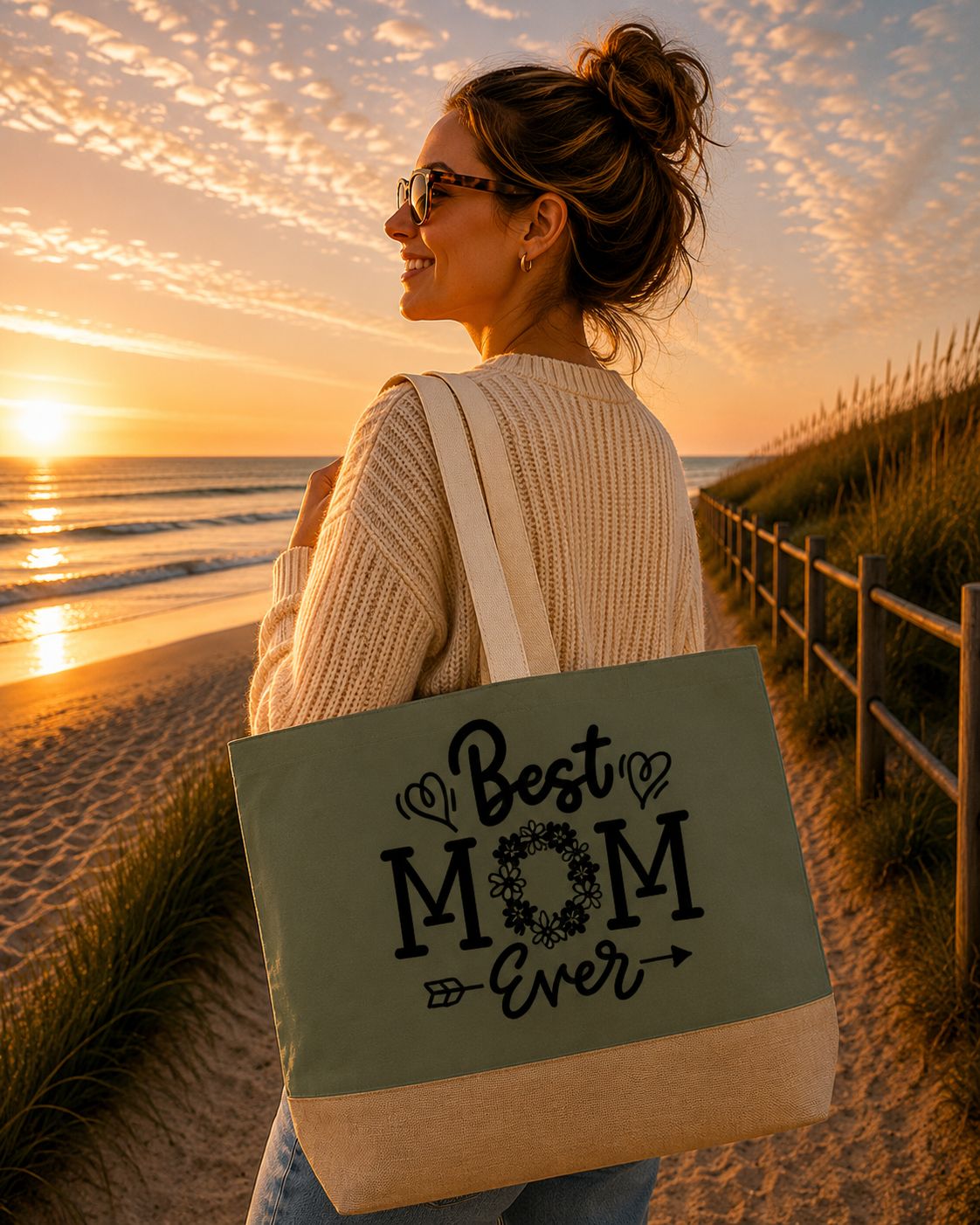 Best Mom Ever Strandtas - Liefdevolle Mama Strandtas - Origineel Cadeau voor Mama