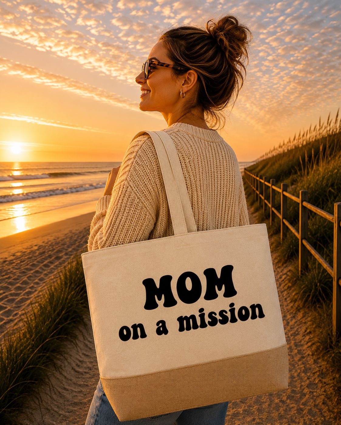 Mom On A Mission Strandtas - Stoere Mama Strandtas - Trendy Cadeau voor Mama