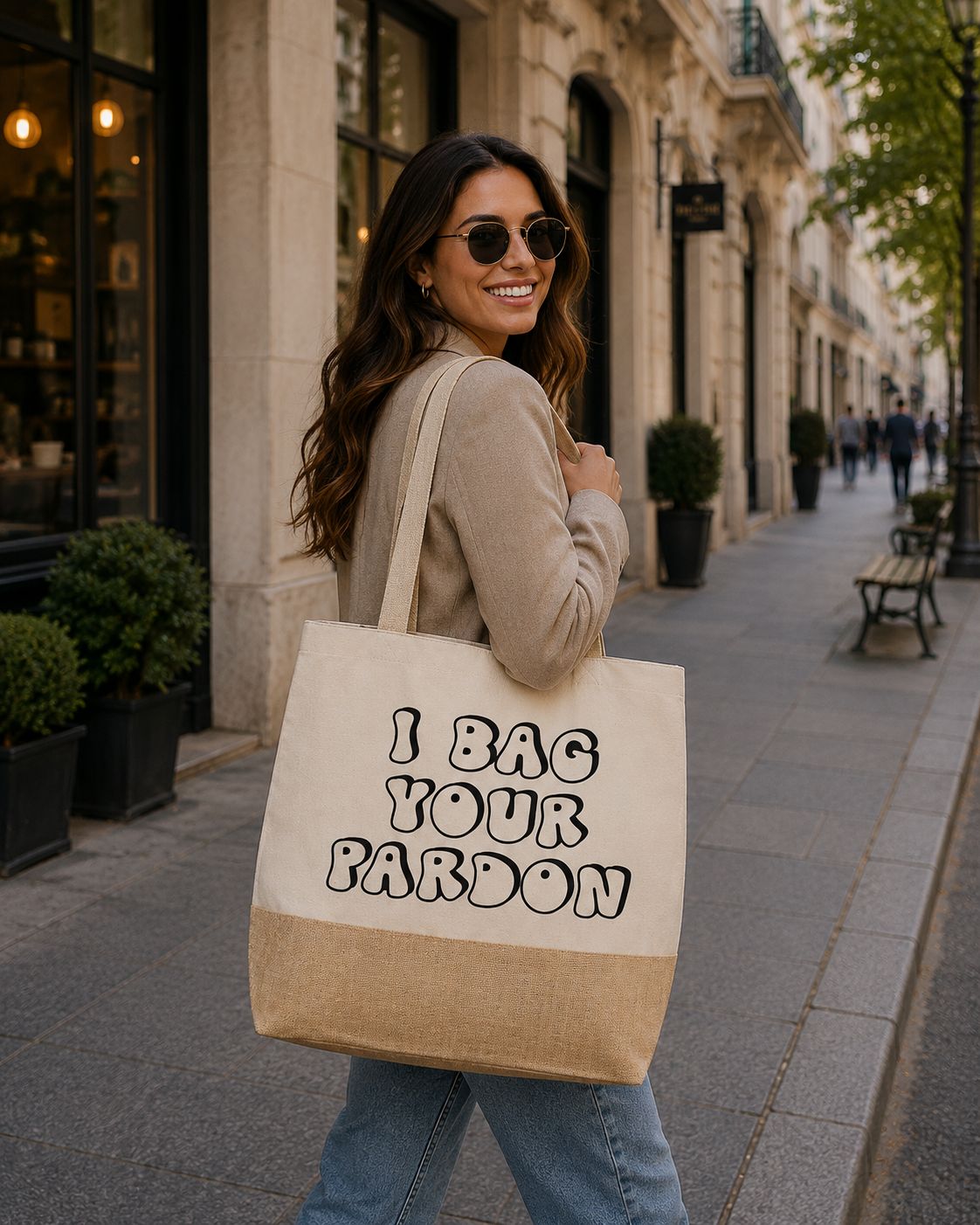 Strandtas “I Bag Your Pardon” – Grappige Shopper met Woordspeling voor Strand &amp; Shopping Lovers