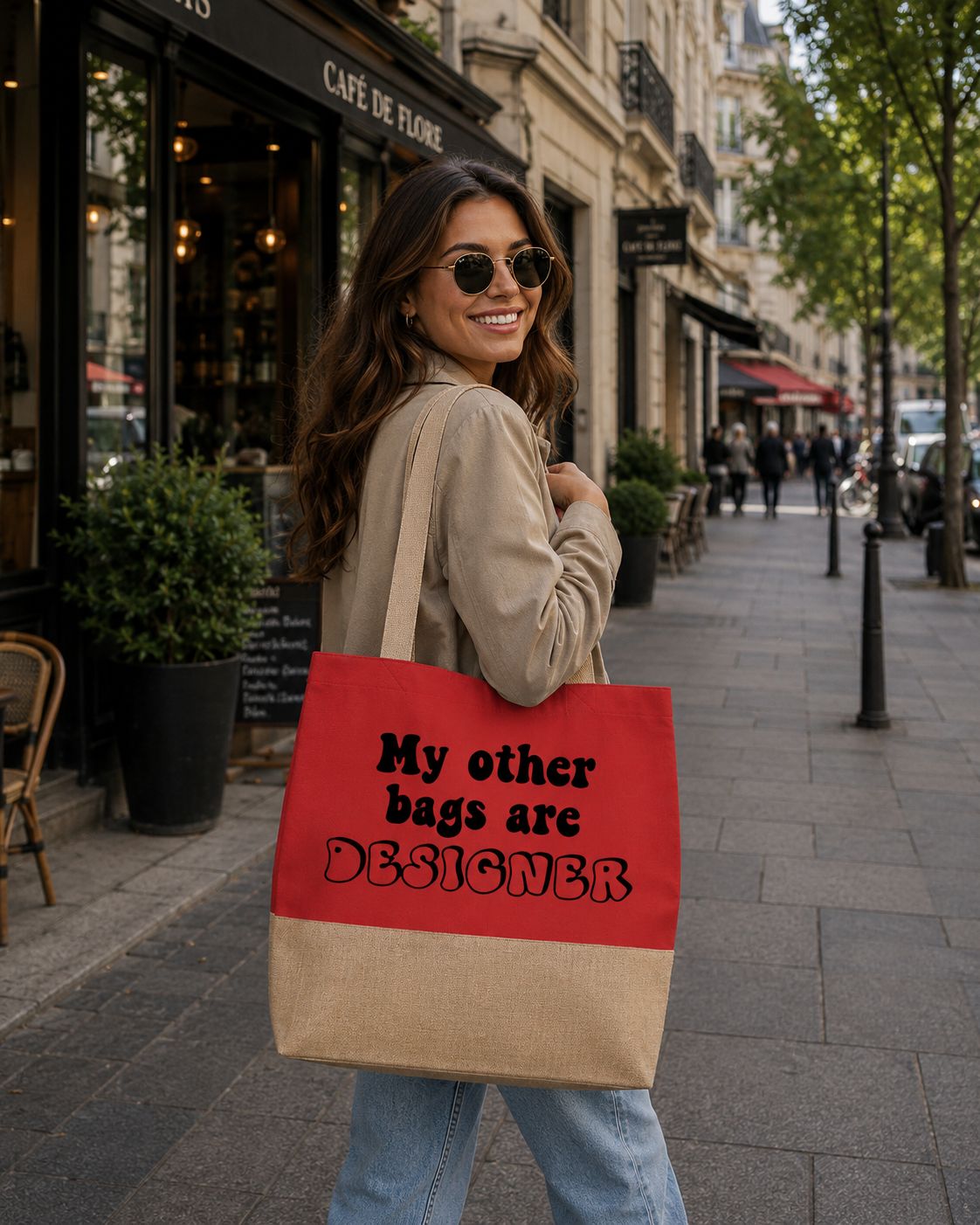Strandtas “My Other Bags Are Designer” – Grappige Trendy Shopper voor Fashion &amp; Shopping Lovers