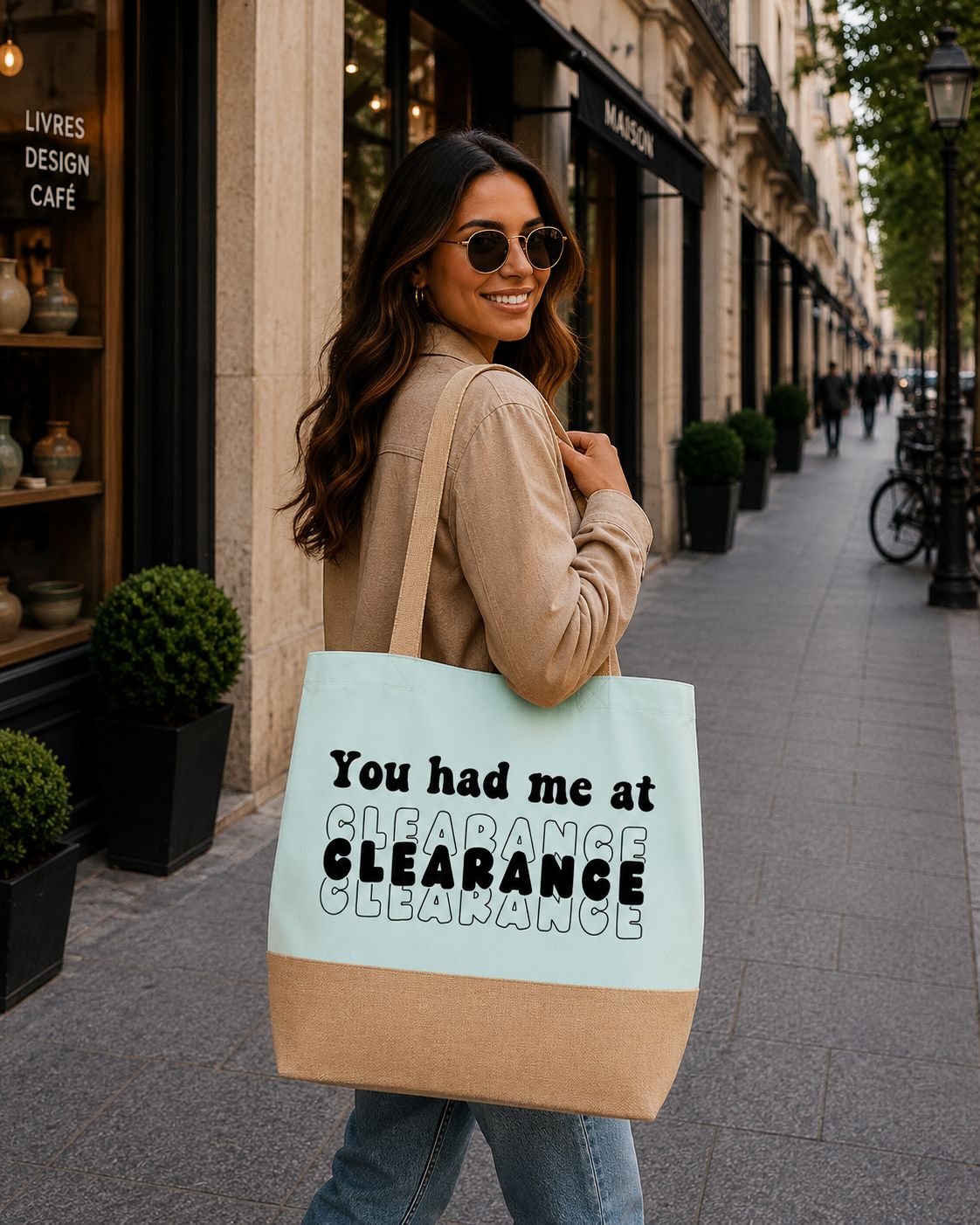 Strandtas “You Had Me At Clearance” – Grappige Shopper voor Koopjesjagers &amp; Shopping Lovers