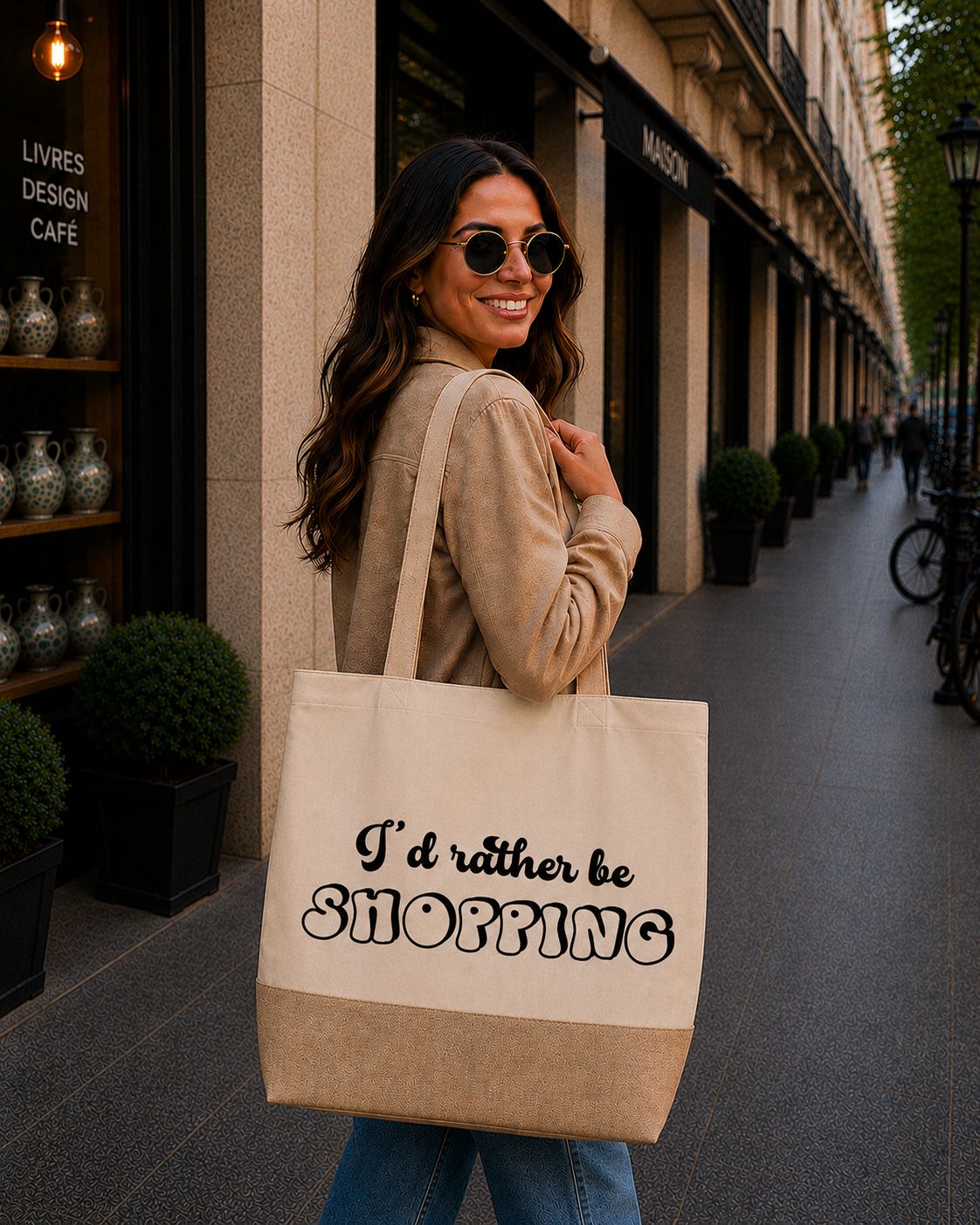 Strandtas “I’d Rather Be Shopping” – Trendy Shopper voor Shopping Queens, Stranddagen &amp; Fashion Lovers