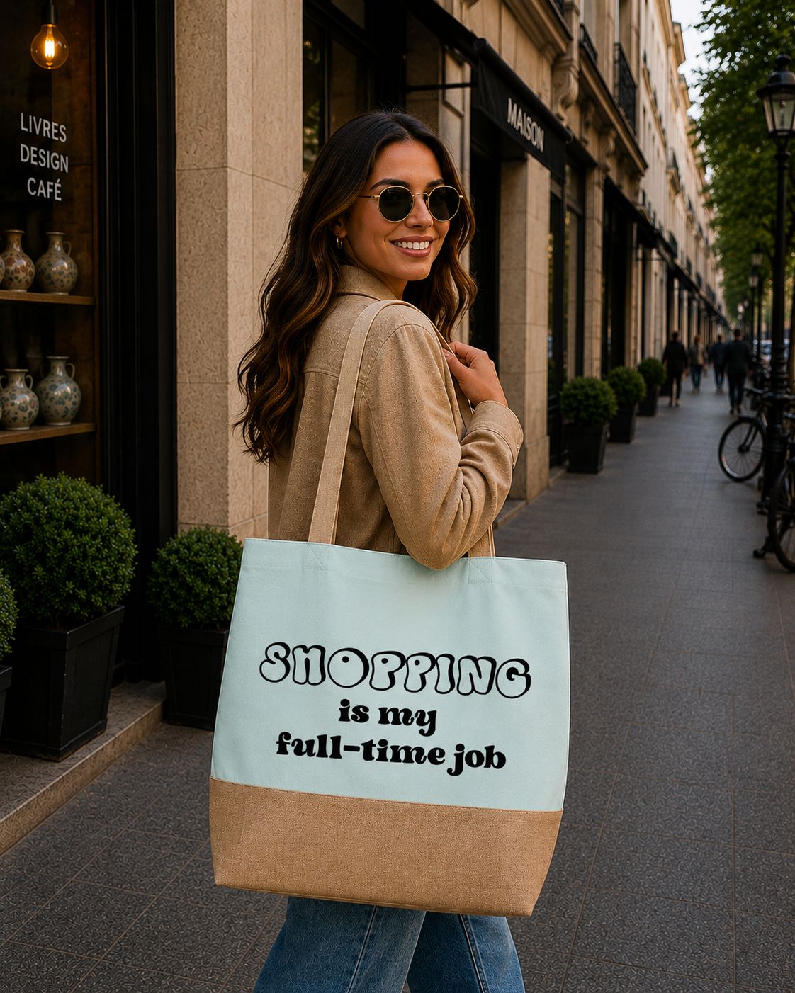 Strandtas “Shopping Is My Full Time Job” – Grappige Shopper voor Fashion Lovers &amp; Shopaholics