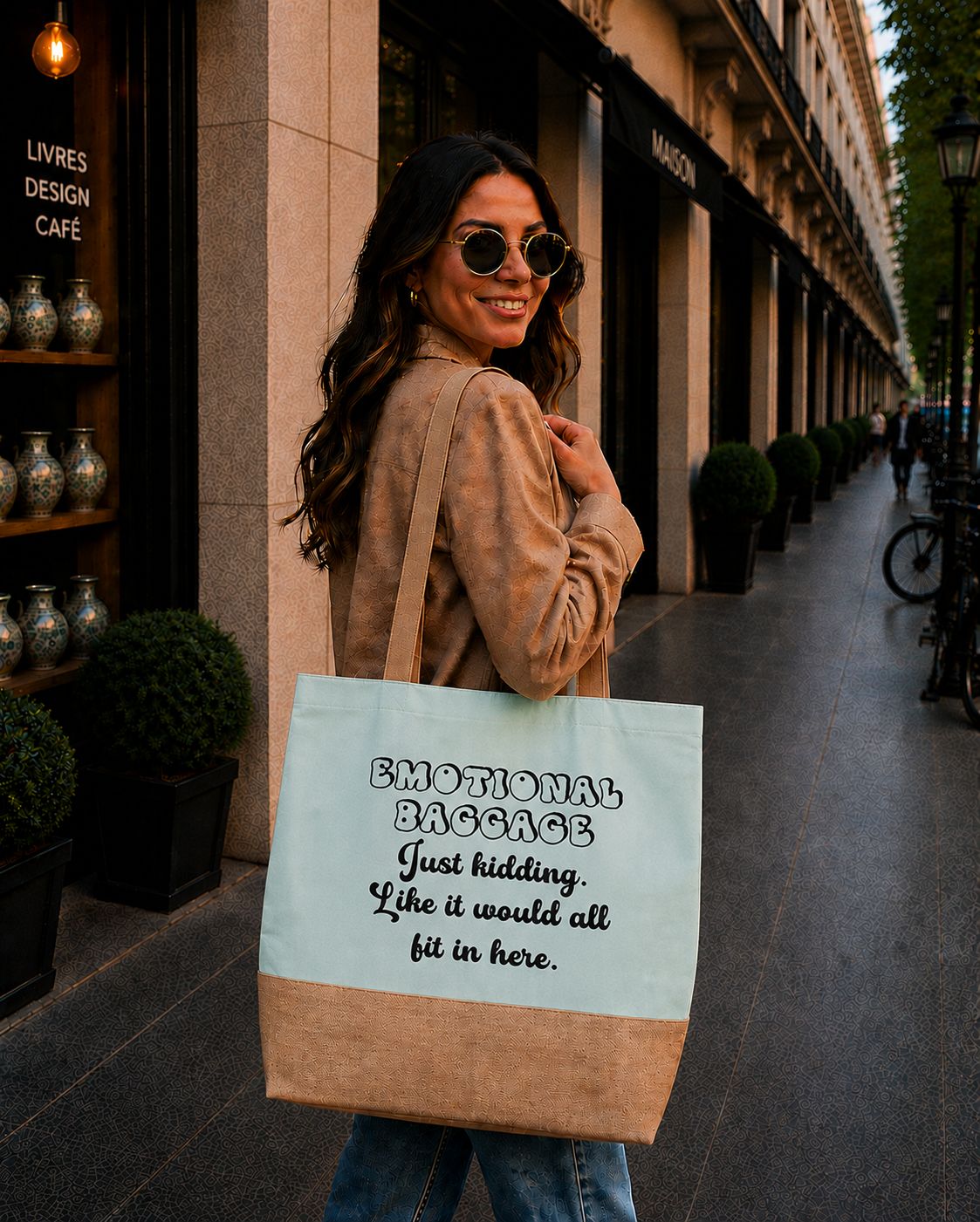 Strandtas “Emotional Baggage… Just Kidding, Like It Would All Fit In Here” – Grappige Shopper met Sarcastische Quote