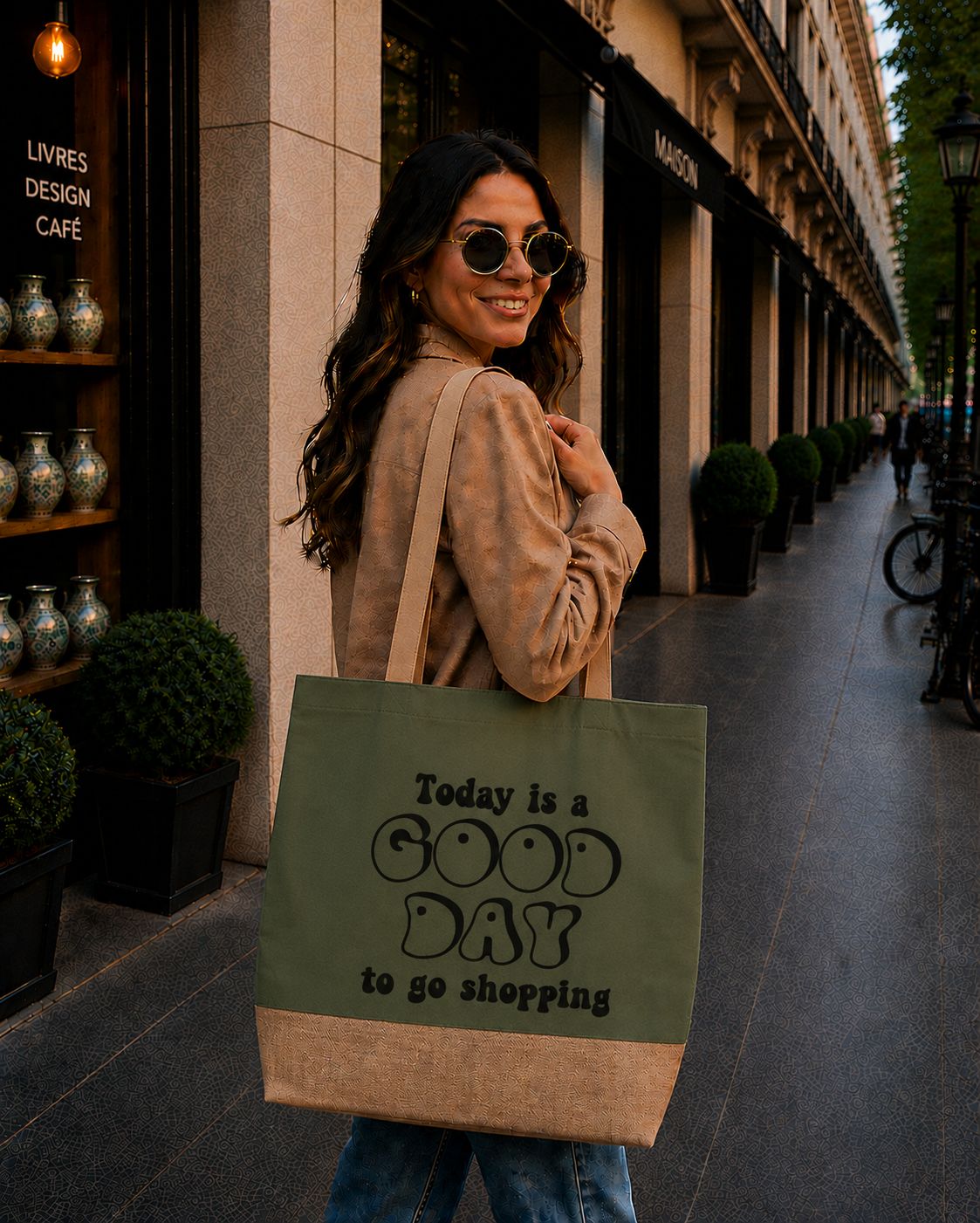Strandtas “Today Is A Good Day To Go Shopping” – Trendy Shopper voor Shopping Lovers &amp; Weekend Vibes