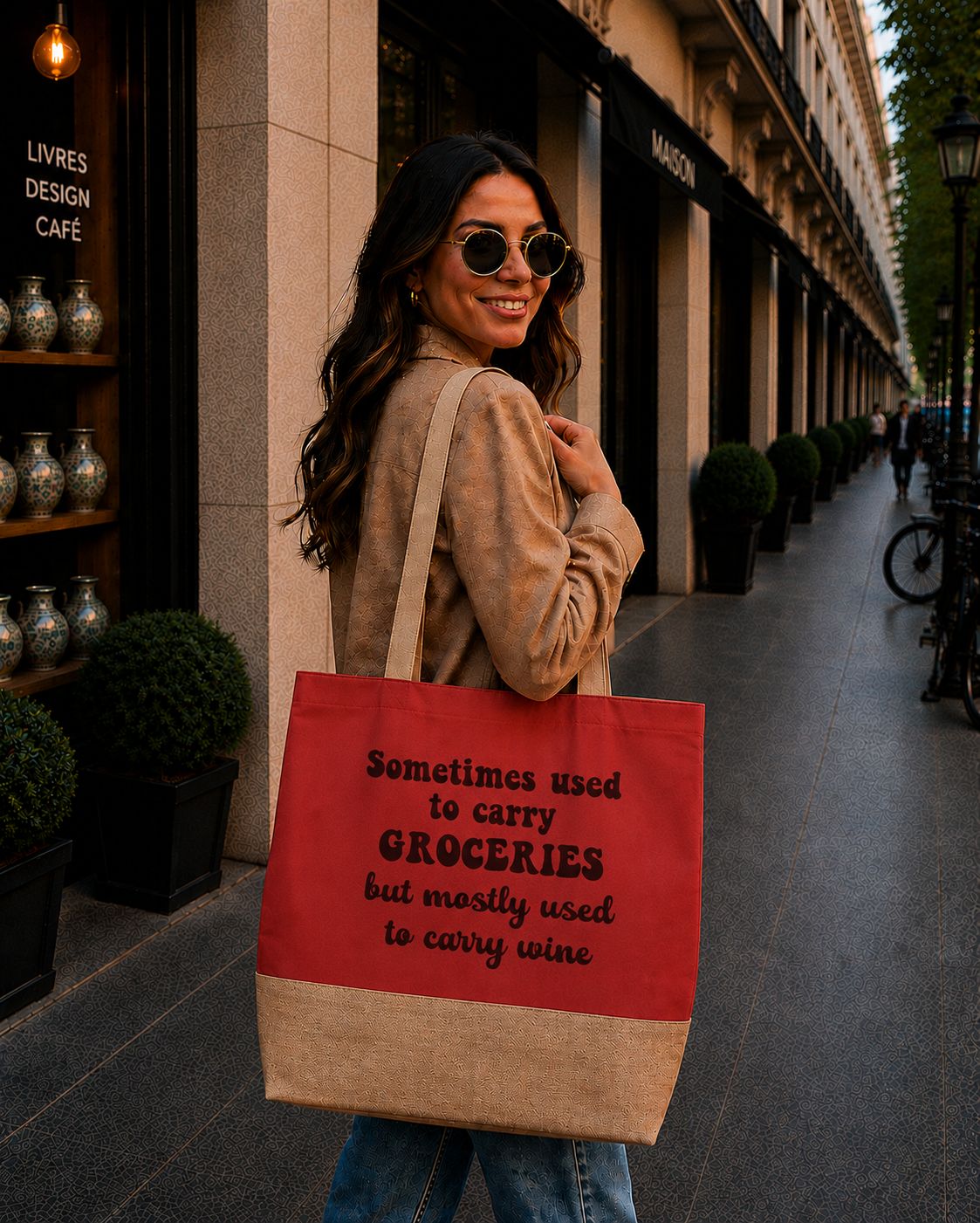 Strandtas “Sometimes Used To Carry Groceries, But Mostly Used To Carry Wine” – Grappige Shopper voor Wijnliefhebbers
