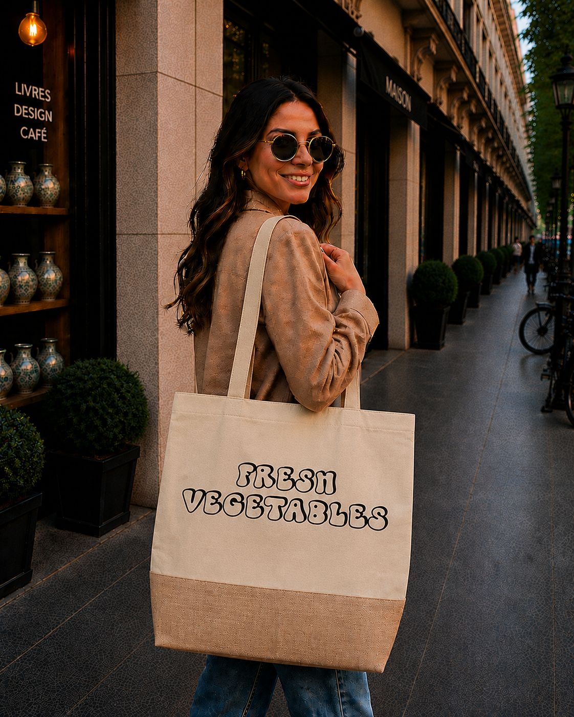 Strandtas “Fresh Vegetables” – Trendy Herbruikbare Shopper voor Markt, Boodschappen &amp; Dagelijks Gebruik