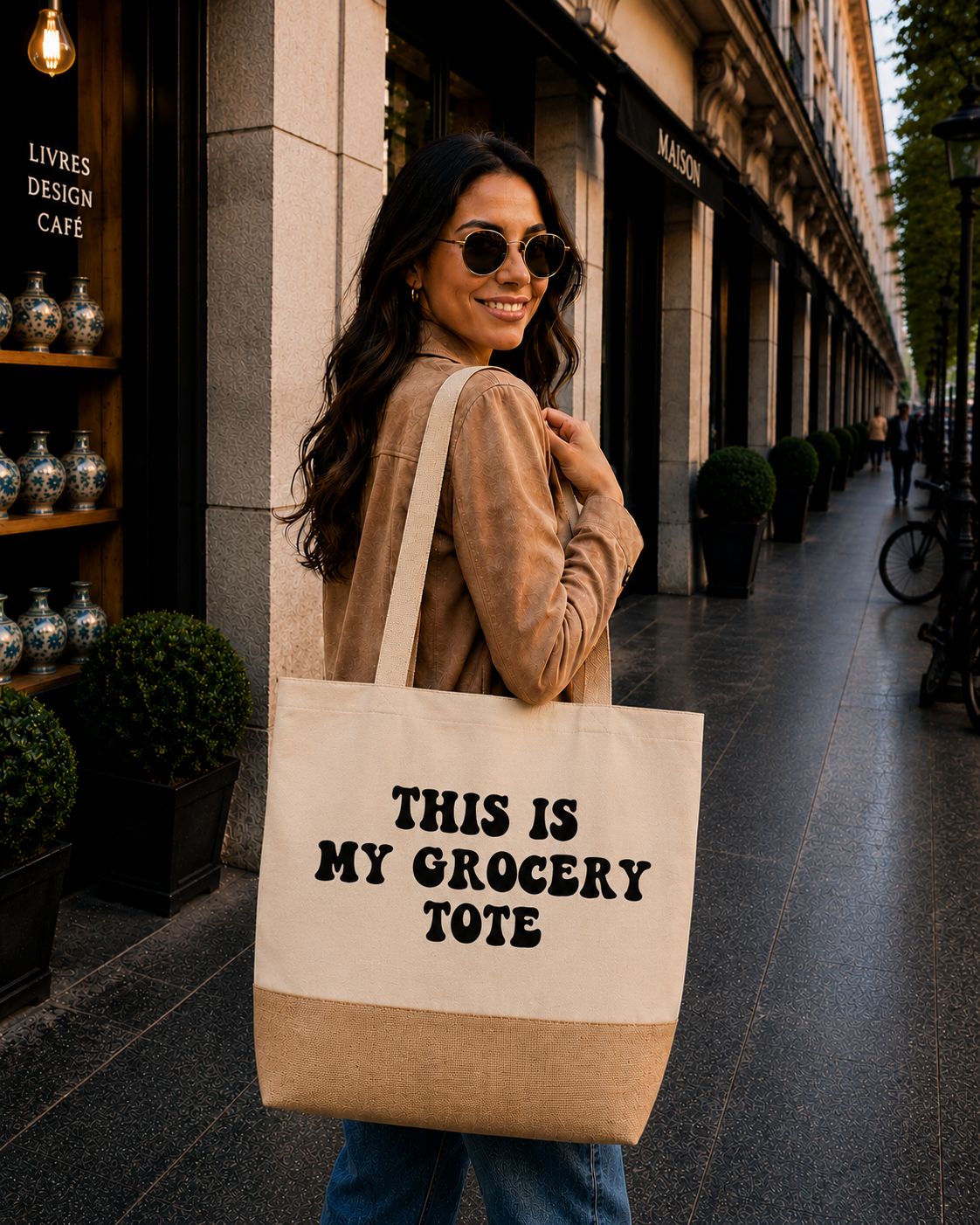 Strandtas “This Is My Grocery Tote” – Trendy Herbruikbare Shopper voor Boodschappen &amp; Dagelijks Gebruik