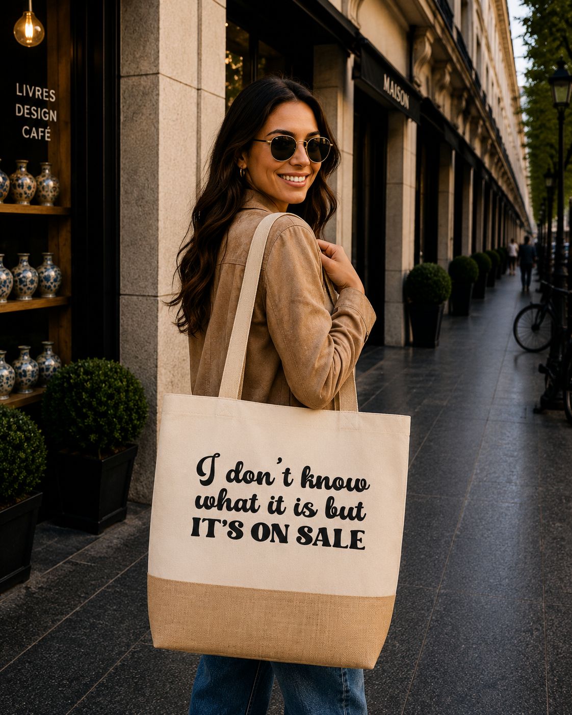 Strandtas “I Don’t Know What It Is But It’s On Sale” – Grappige Shopper voor Koopjesjagers &amp; Shopping Lovers
