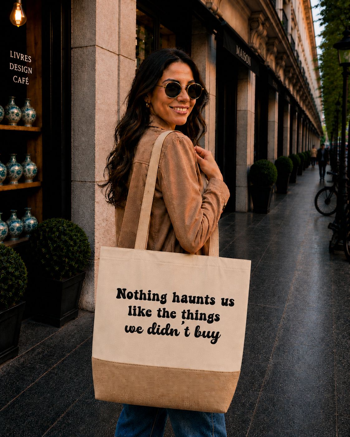Strandtas “Nothing Haunts Us Like The Things We Didn’t Buy” – Grappige Shopper voor Shopping Lovers &amp; Koopjesjagers