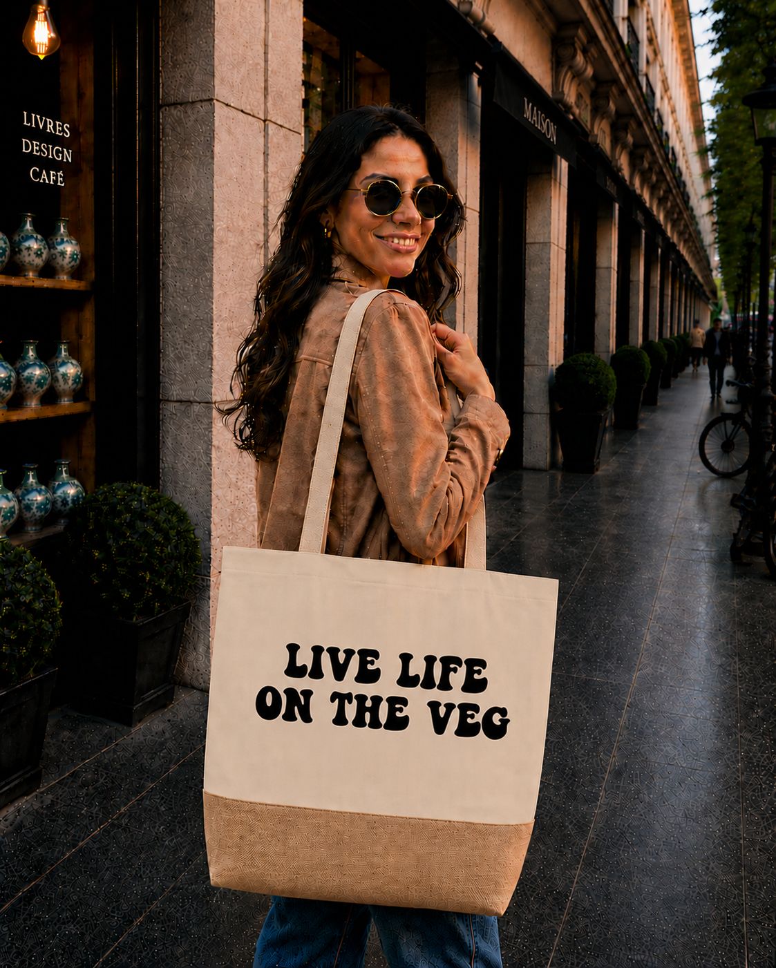 Strandtas “Live Life On The Veg” – Grappige Herbruikbare Shopper voor Markt, Groenten &amp; Dagelijks Gebruik