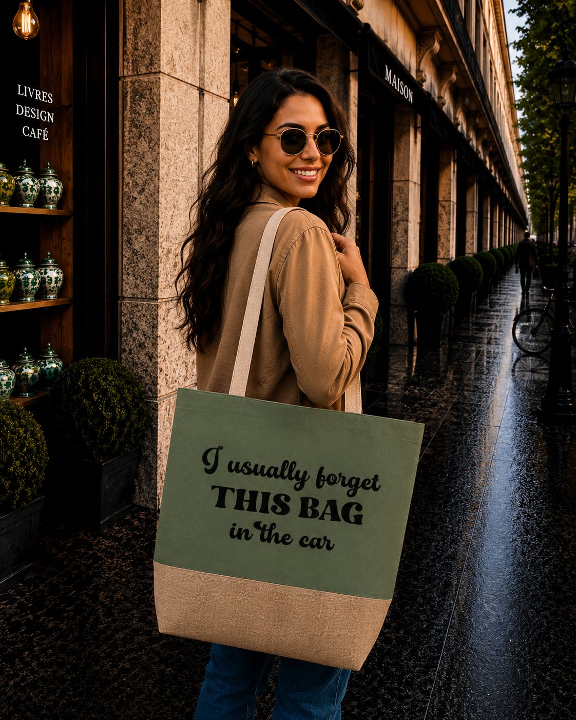 Strandtas “I Usually Forget This Bag In The Car” – Grappige Herbruikbare Shopper voor Dagelijks Gebruik